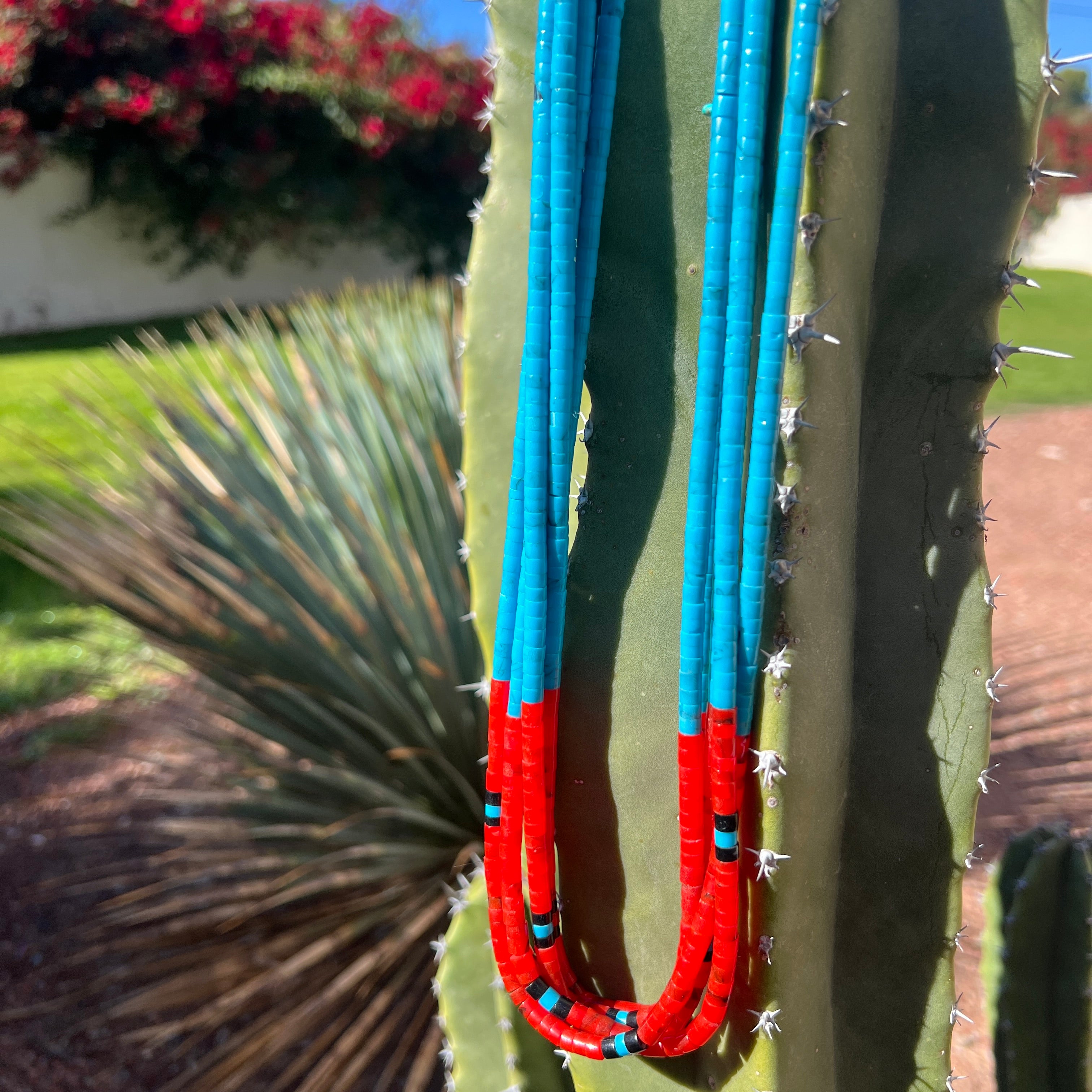Turquoise and Coral Necklace Santo Domingo
