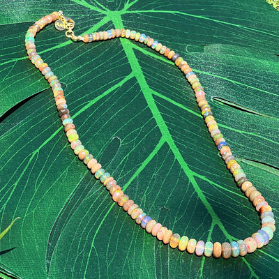 Rare Ethiopian Opal Faceted Necklace With 18Kt Gold