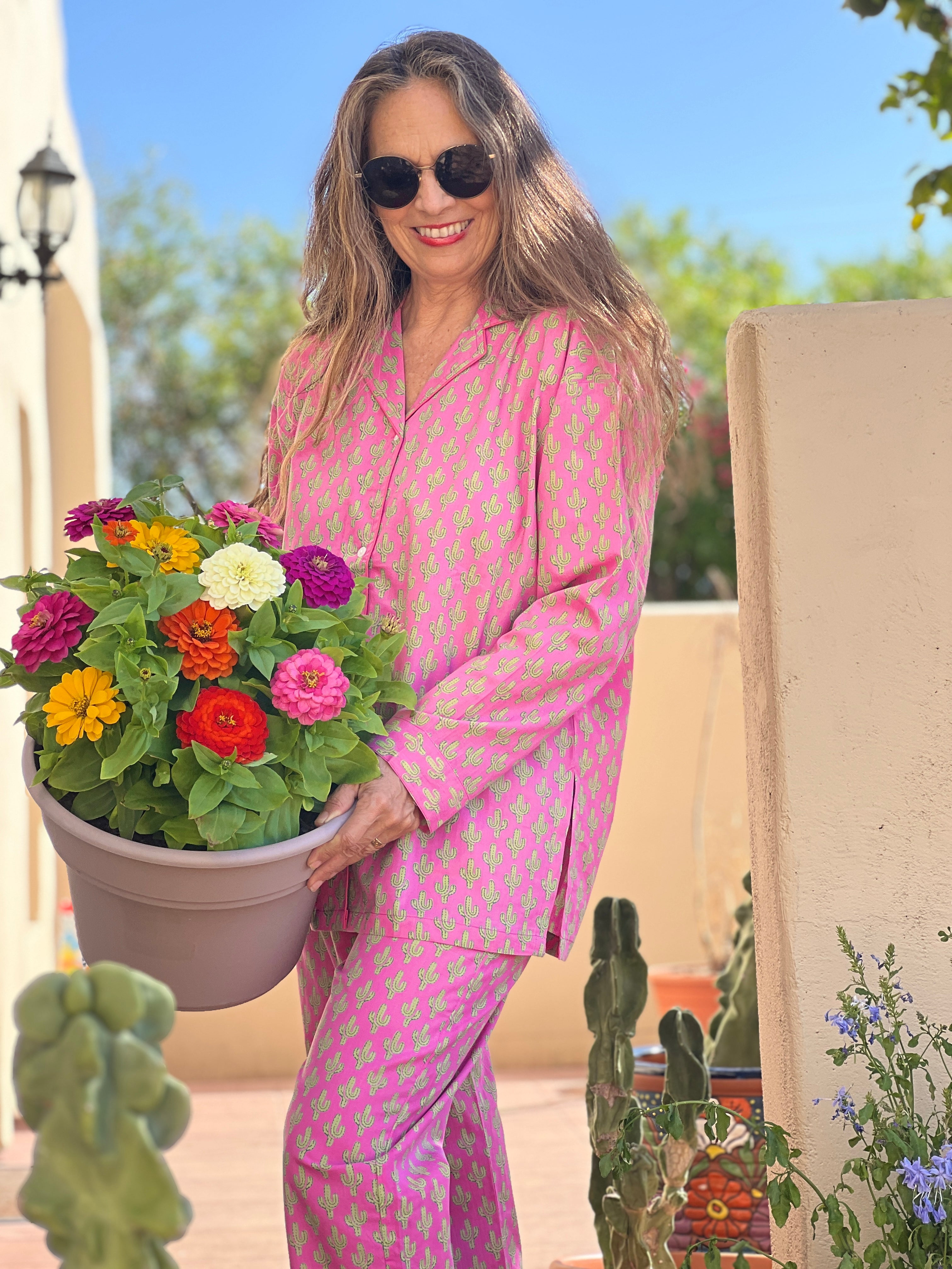 Prickly Pax Pink Cactus Pajamas Long Sleeve