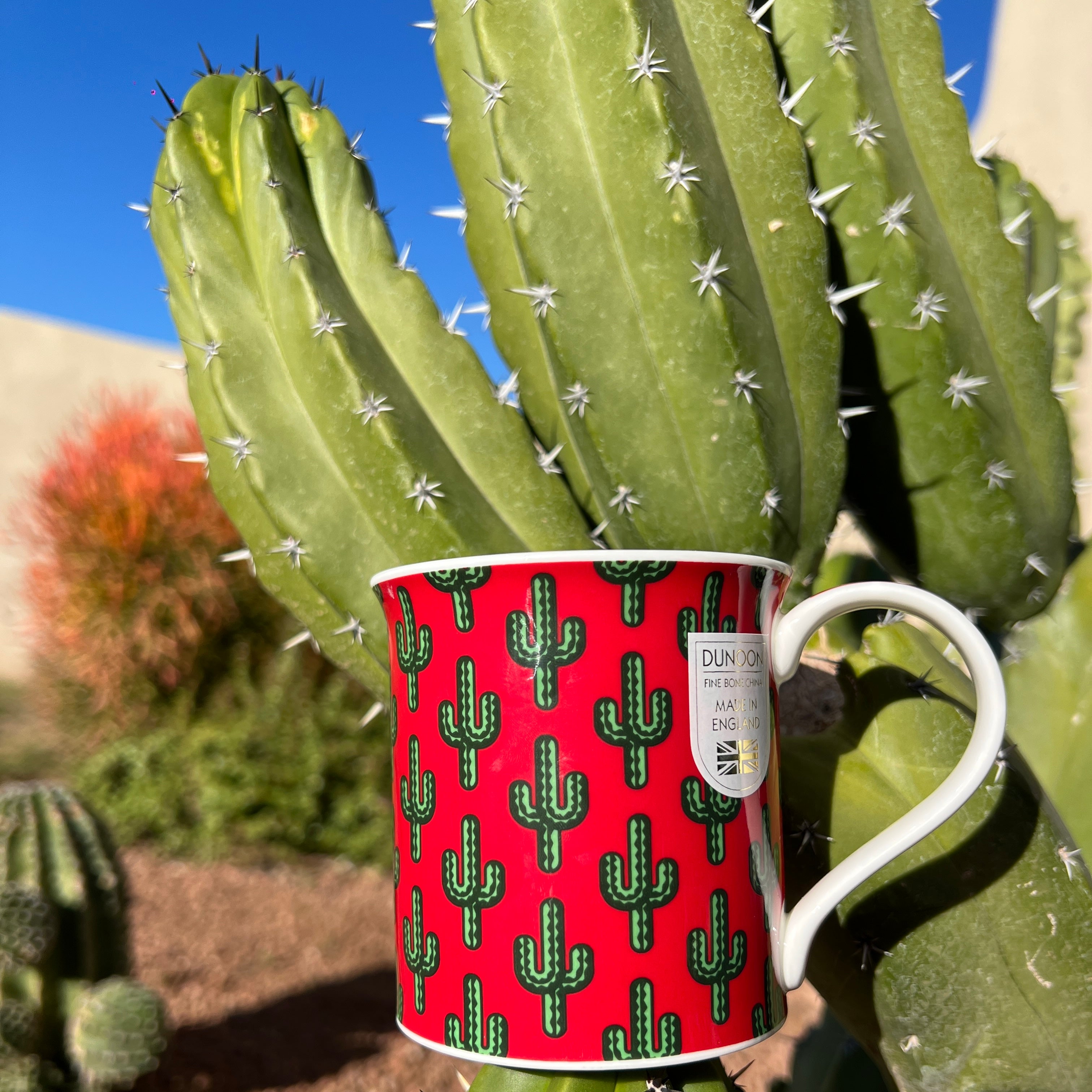 Fine Bone China Red Saguaro Cactus Mug