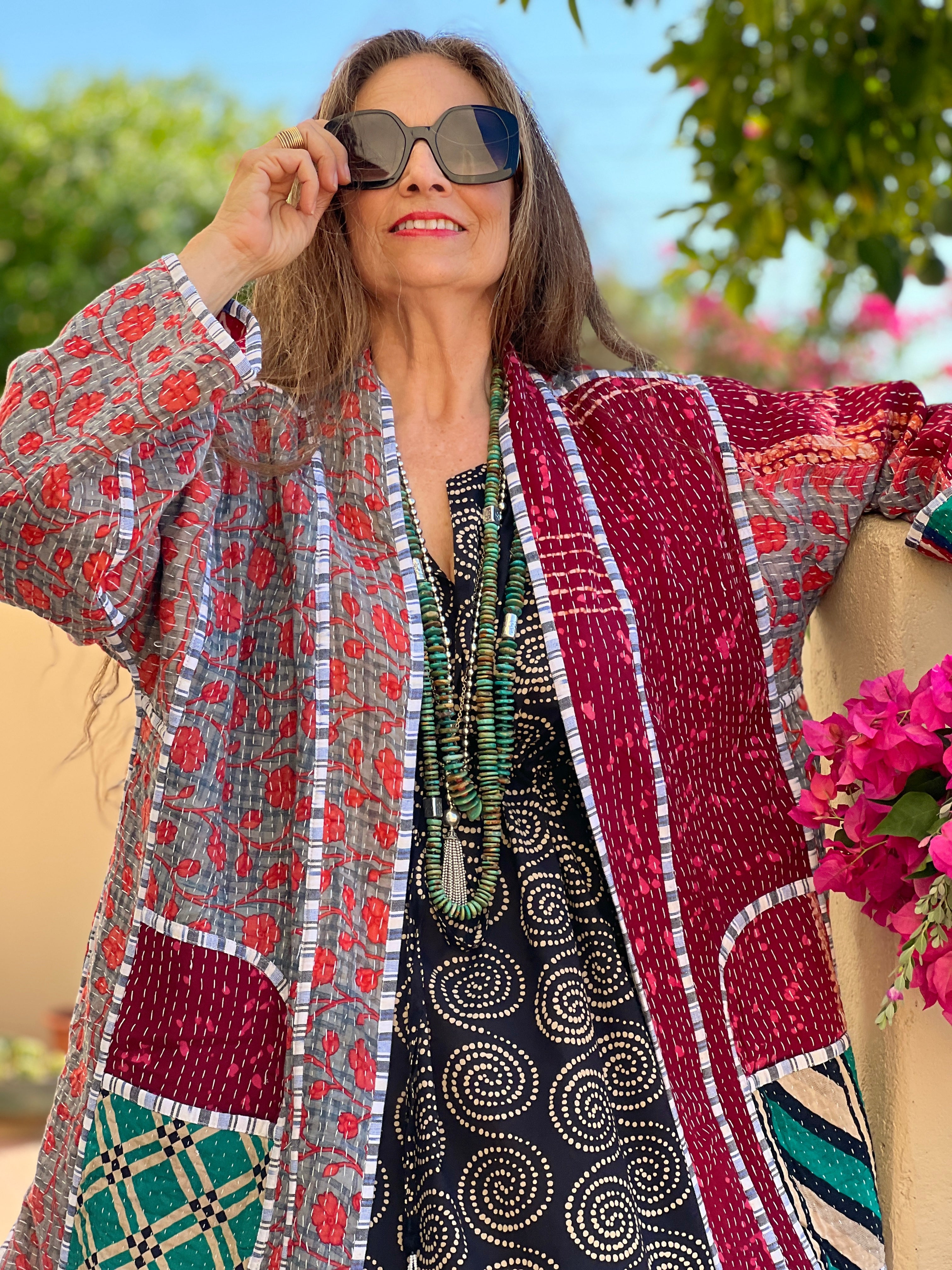 Mara Cotton Vintage Kantha Coat One of a Kind