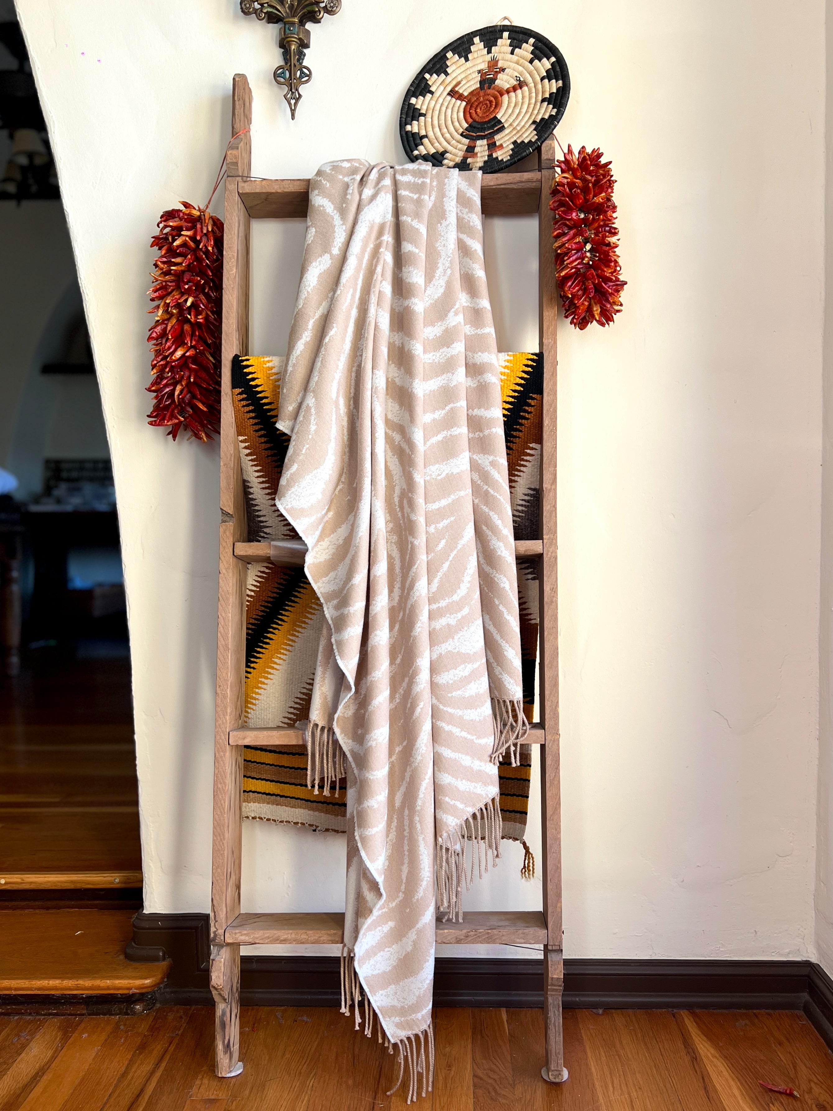 Italian Cashmere Wool Zebra Throw Blanket