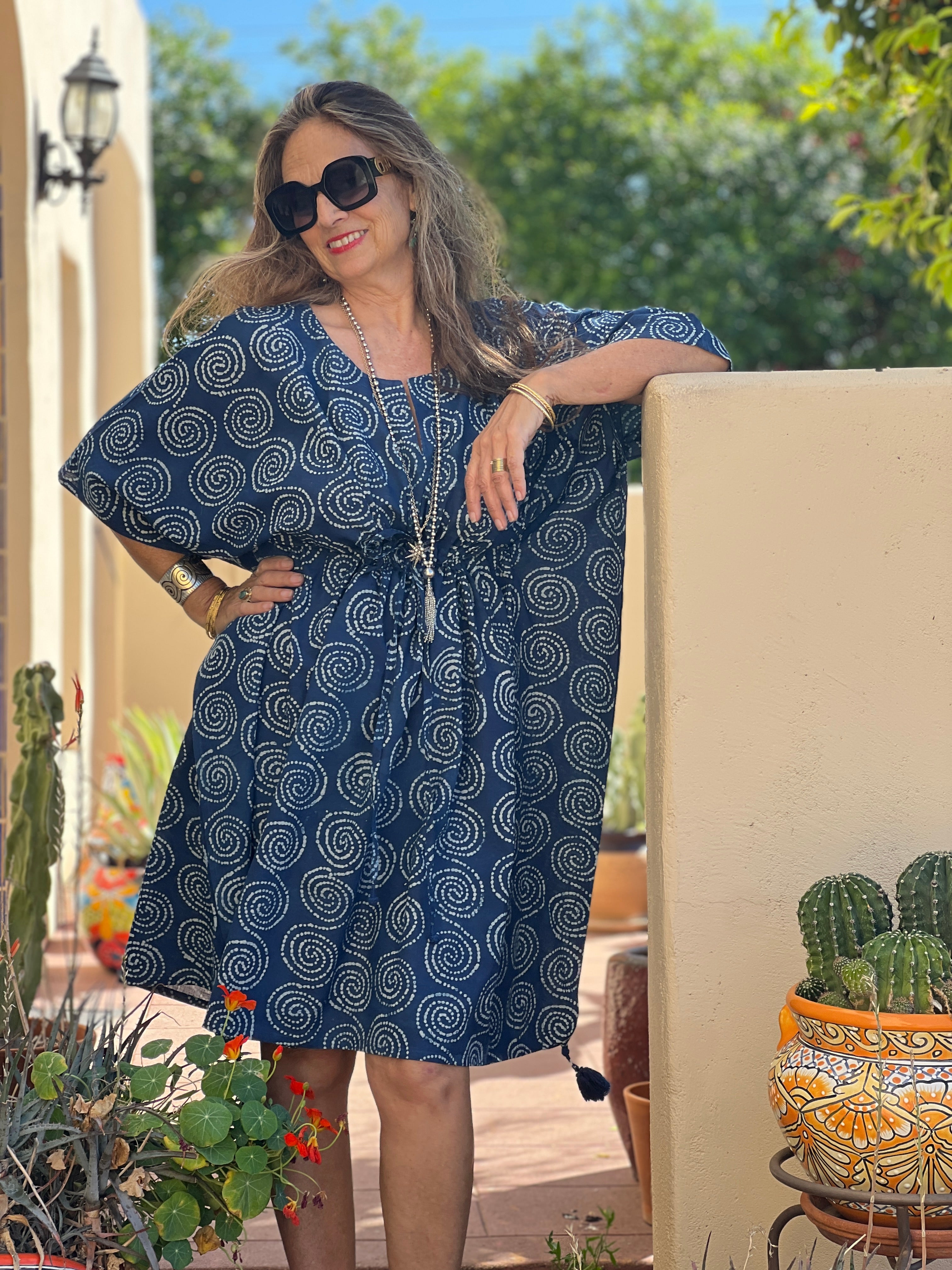 Karma Indigo Midi Kaftan Dress