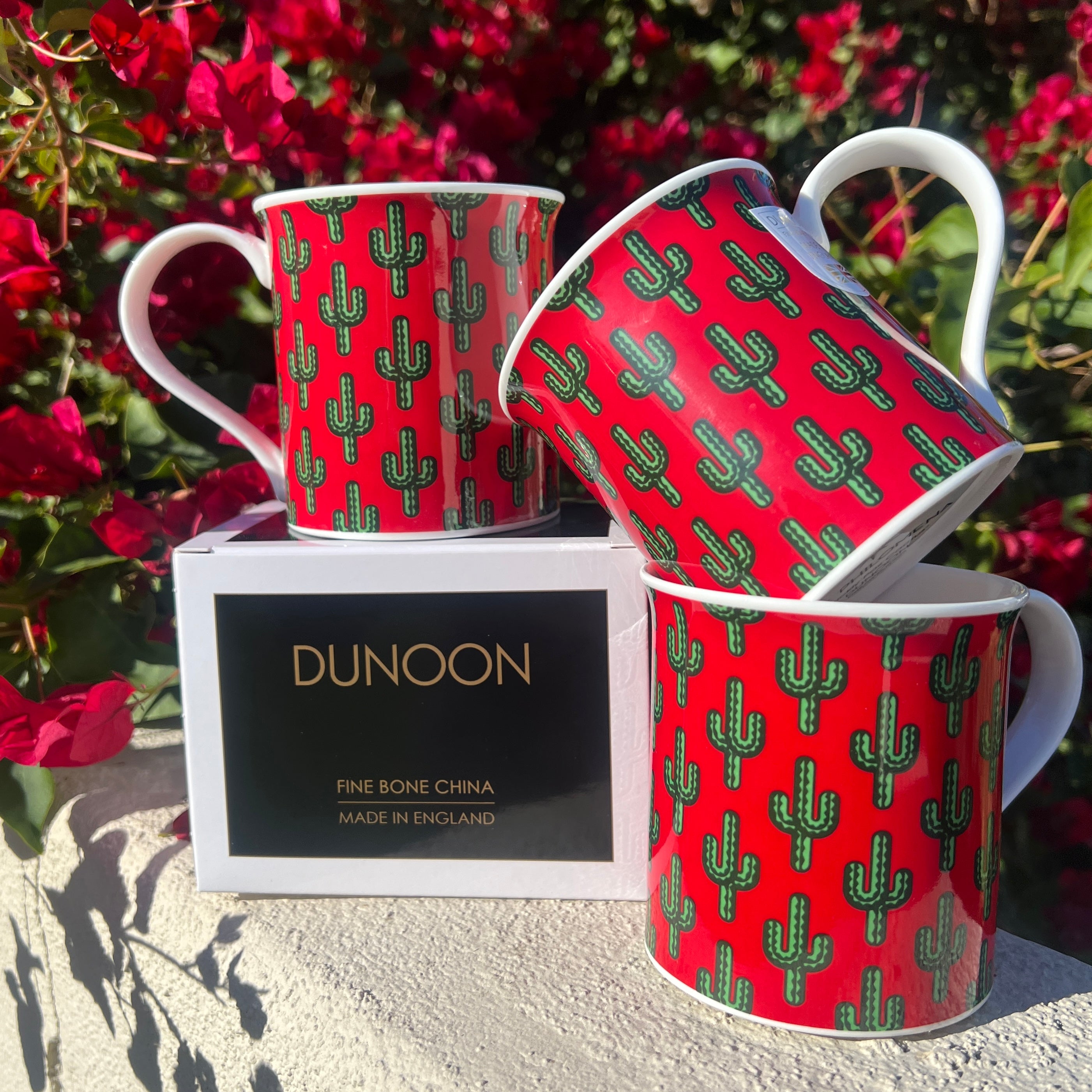 Fine Bone China Red Saguaro Cactus Mug