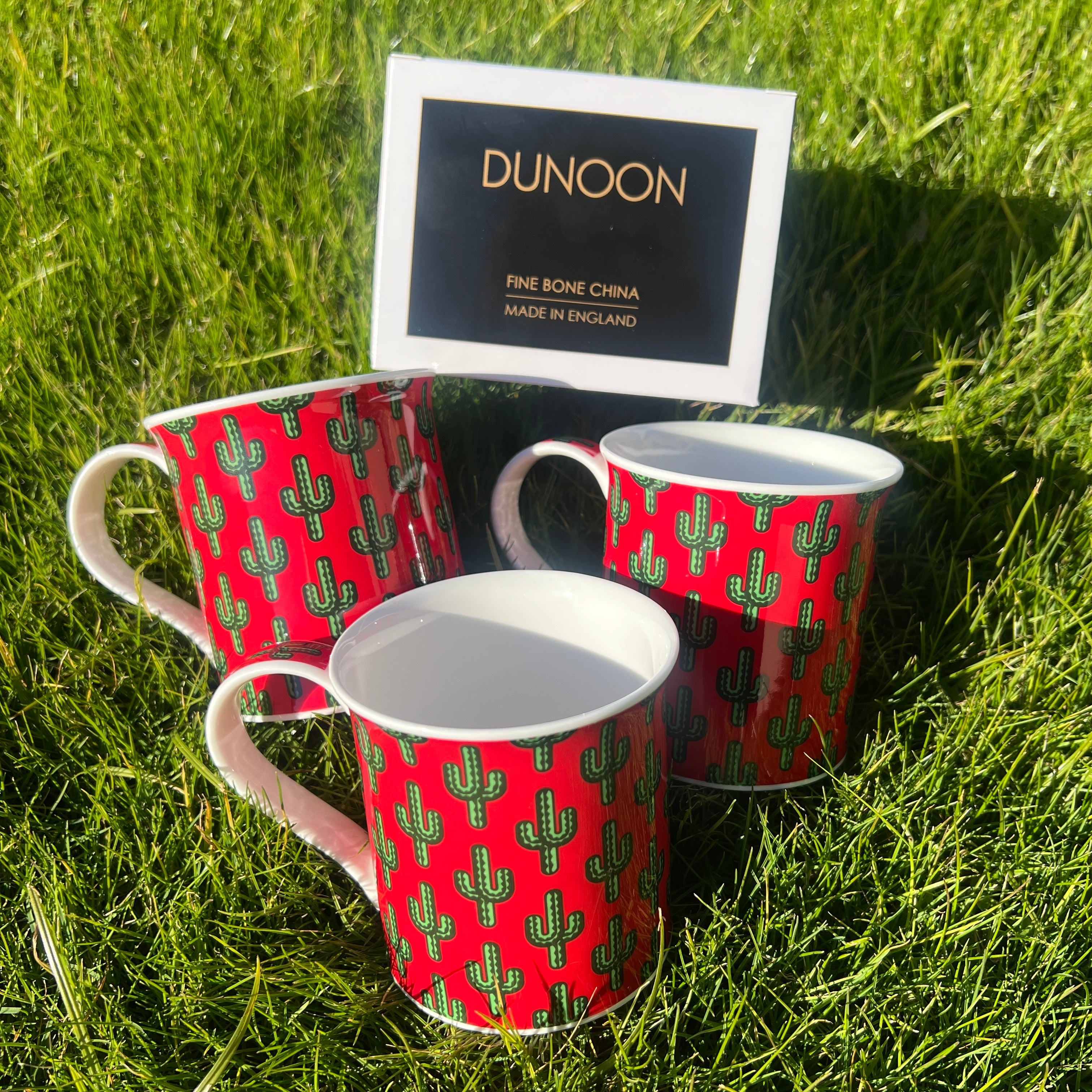 Fine Bone China Red Saguaro Cactus Mug