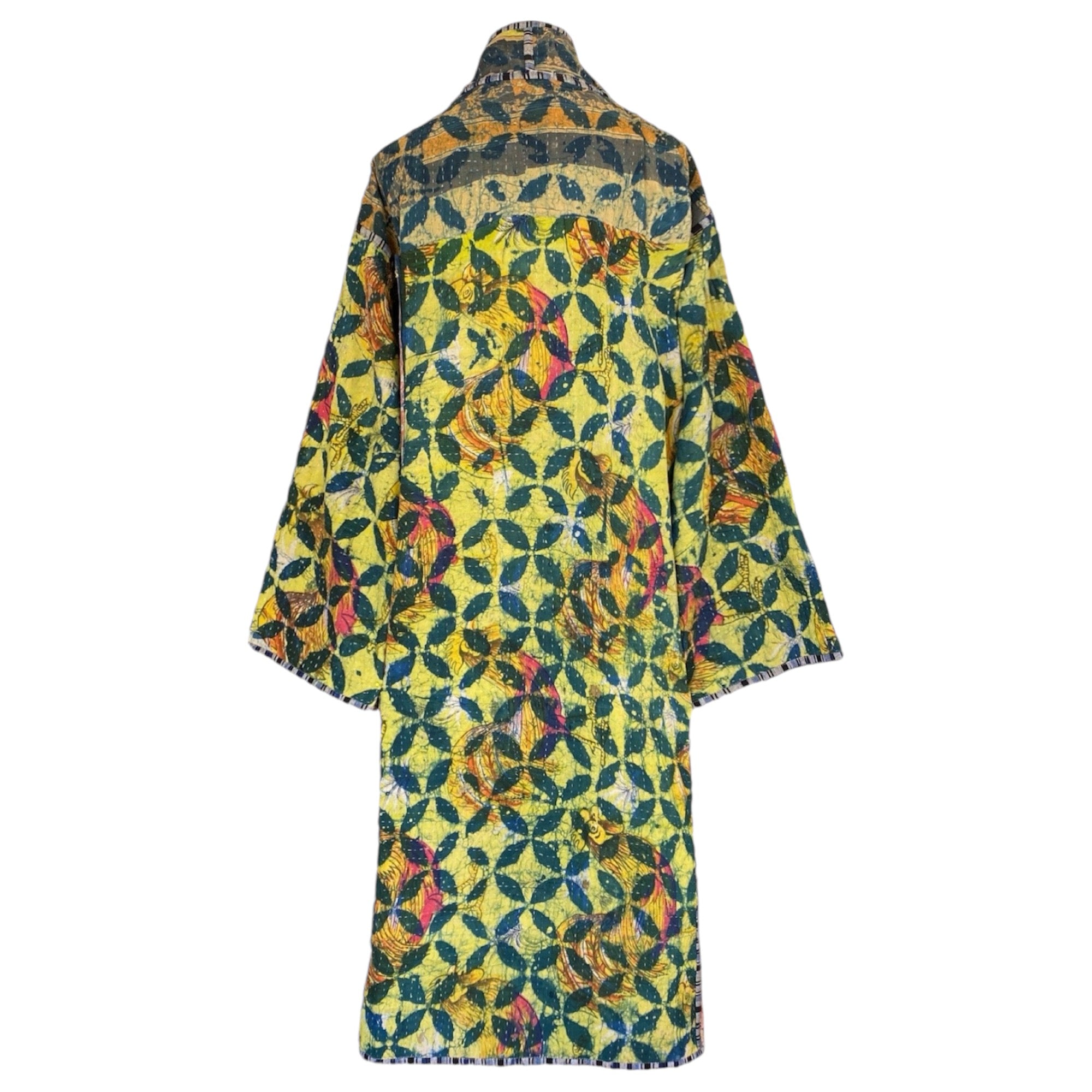 Malini Indigo Cotton Quilted Kantha Coat One of a Kind