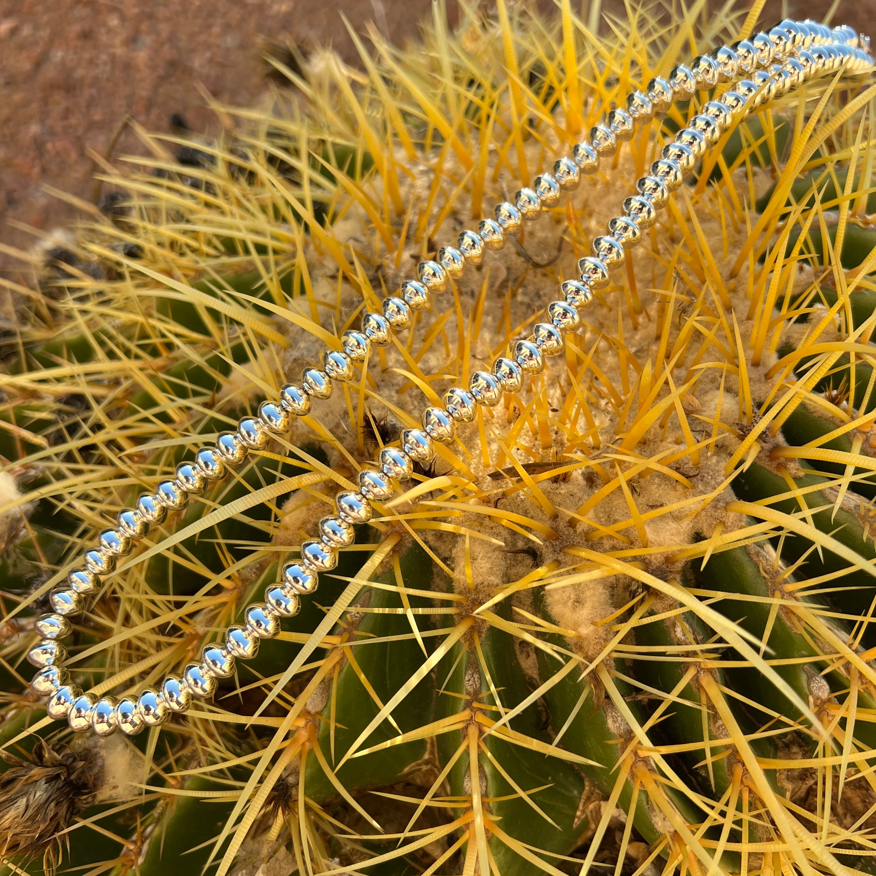 Sterling Sliver Hand Made Navajo Pearls 24"