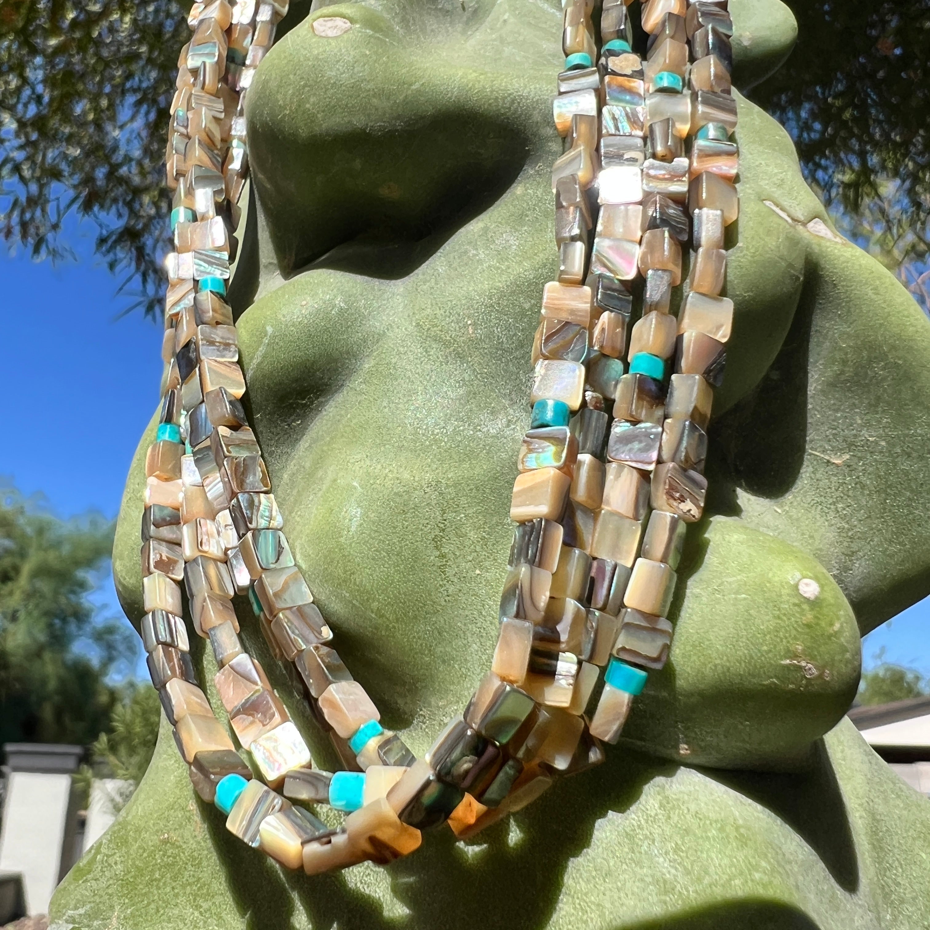 Abalone, Turquoise, and Heishi Shell Santo Domingo Necklace
