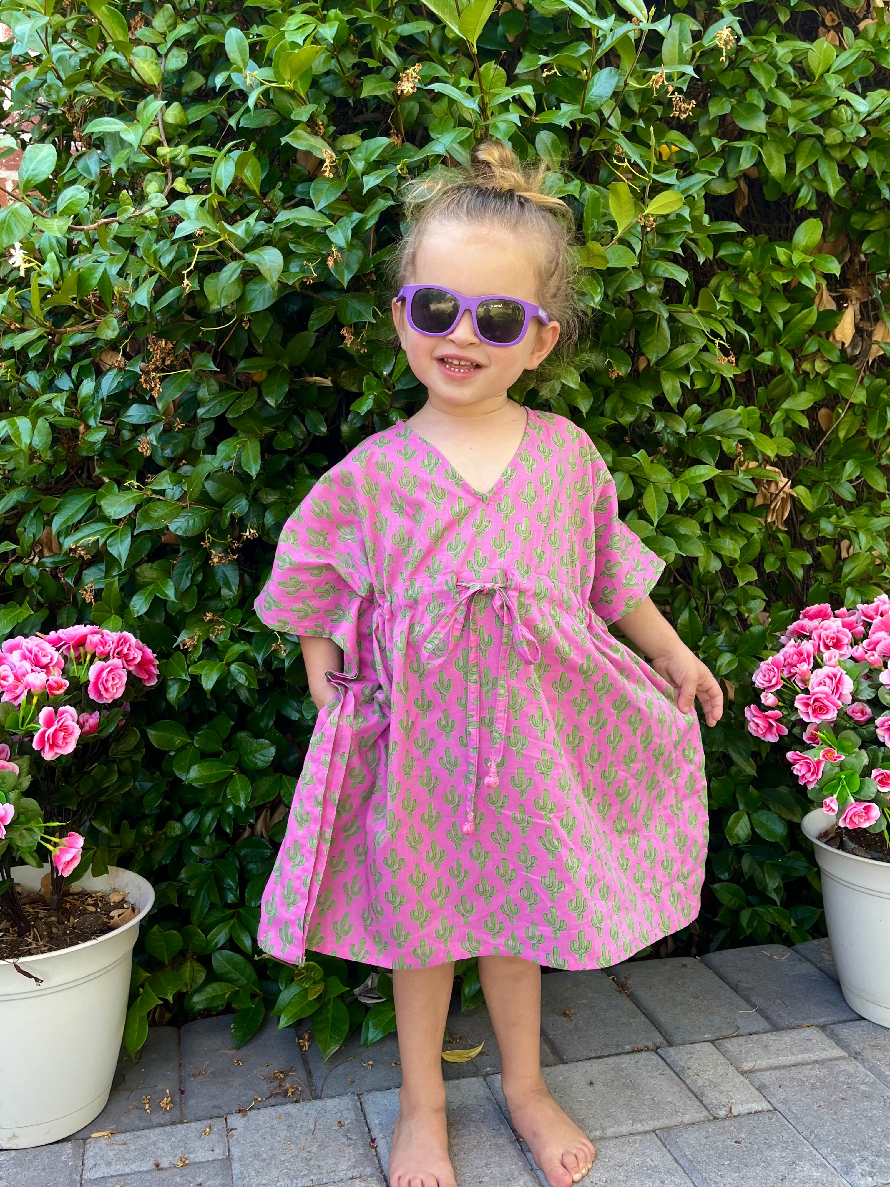 Pink Cactus Kids Cotton Kaftan Dress