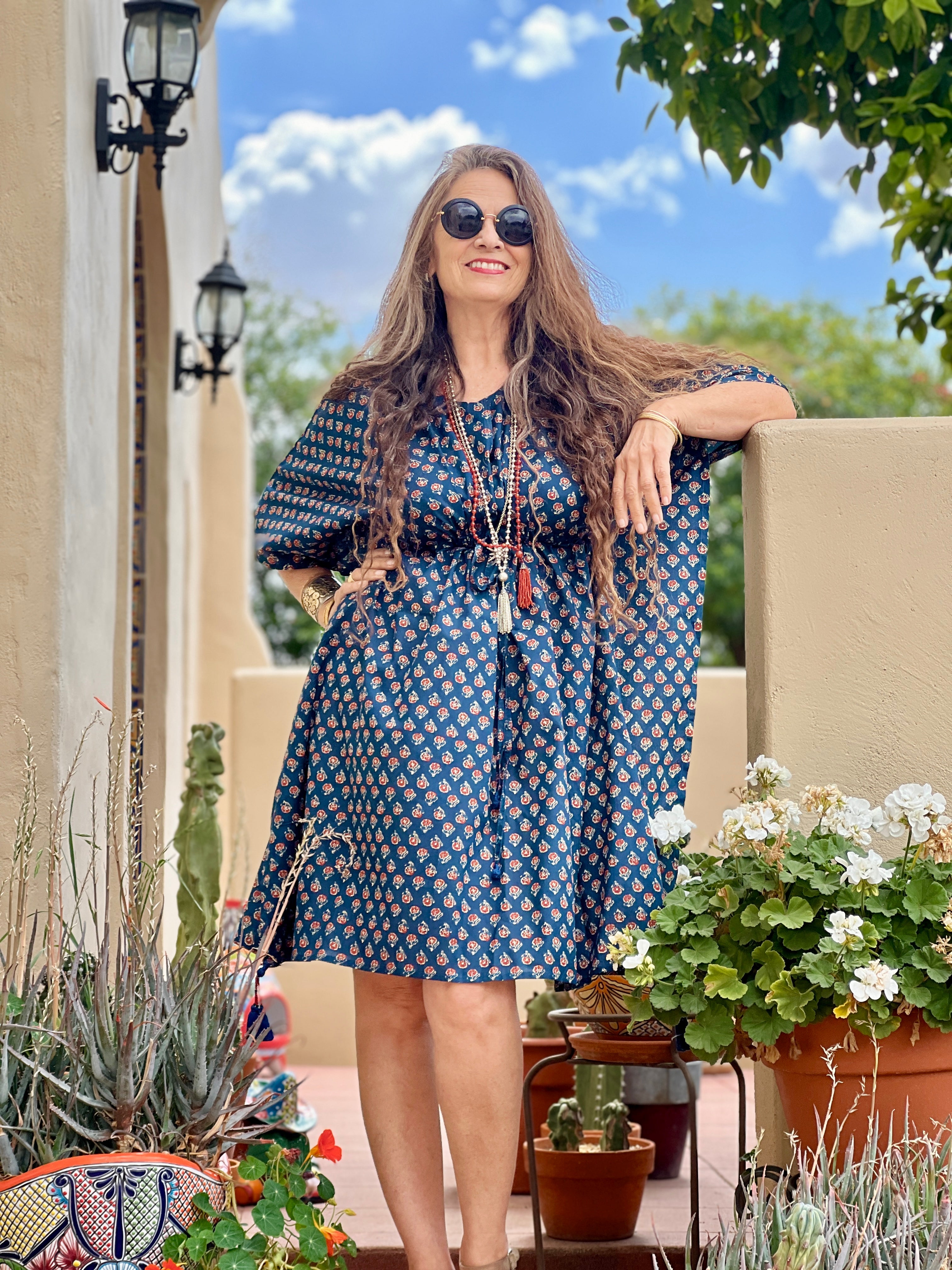 Maximillian Floral Midi Cotton Kaftan Dress