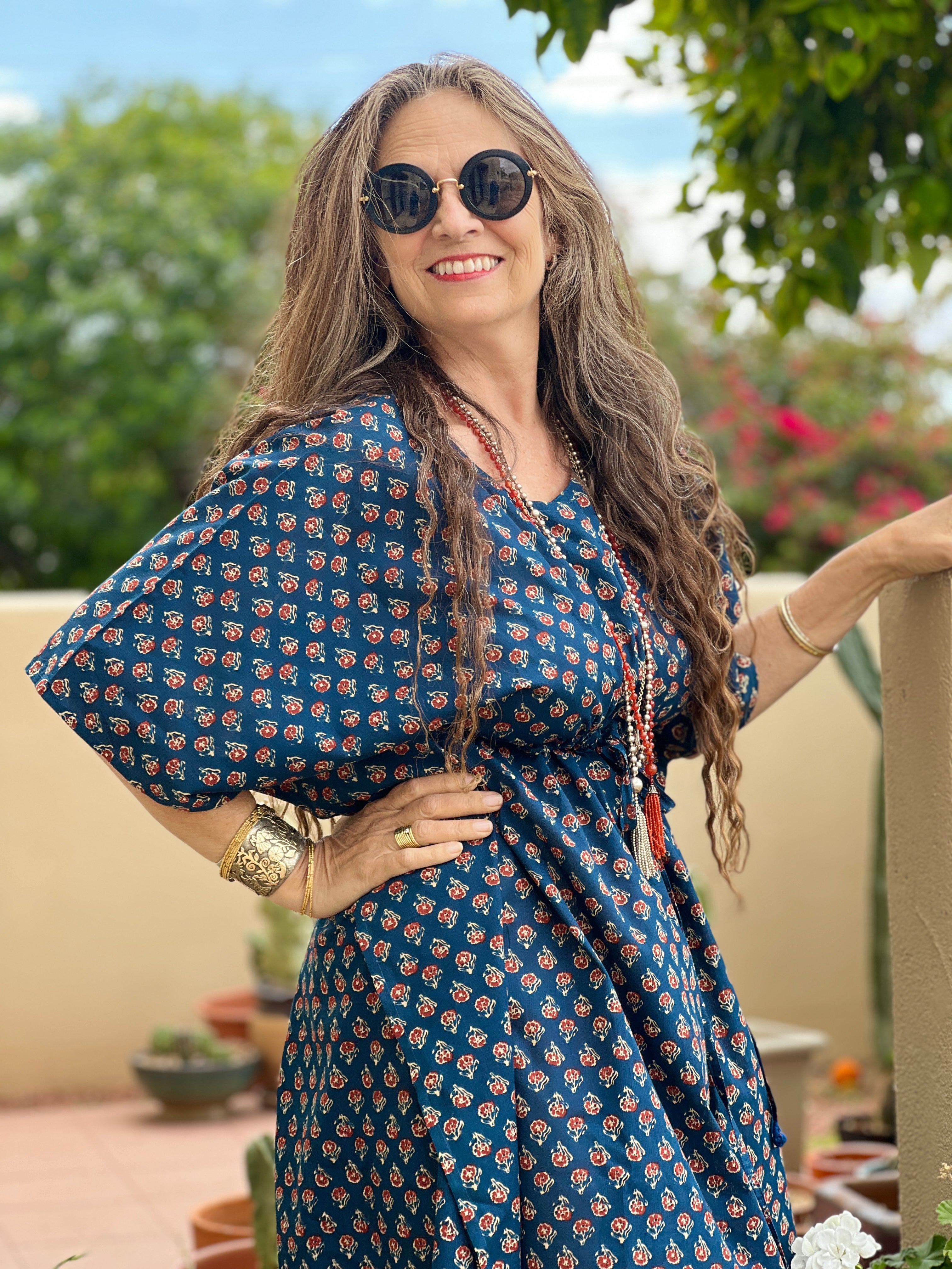 Maximillian Floral Midi Cotton Kaftan Dress