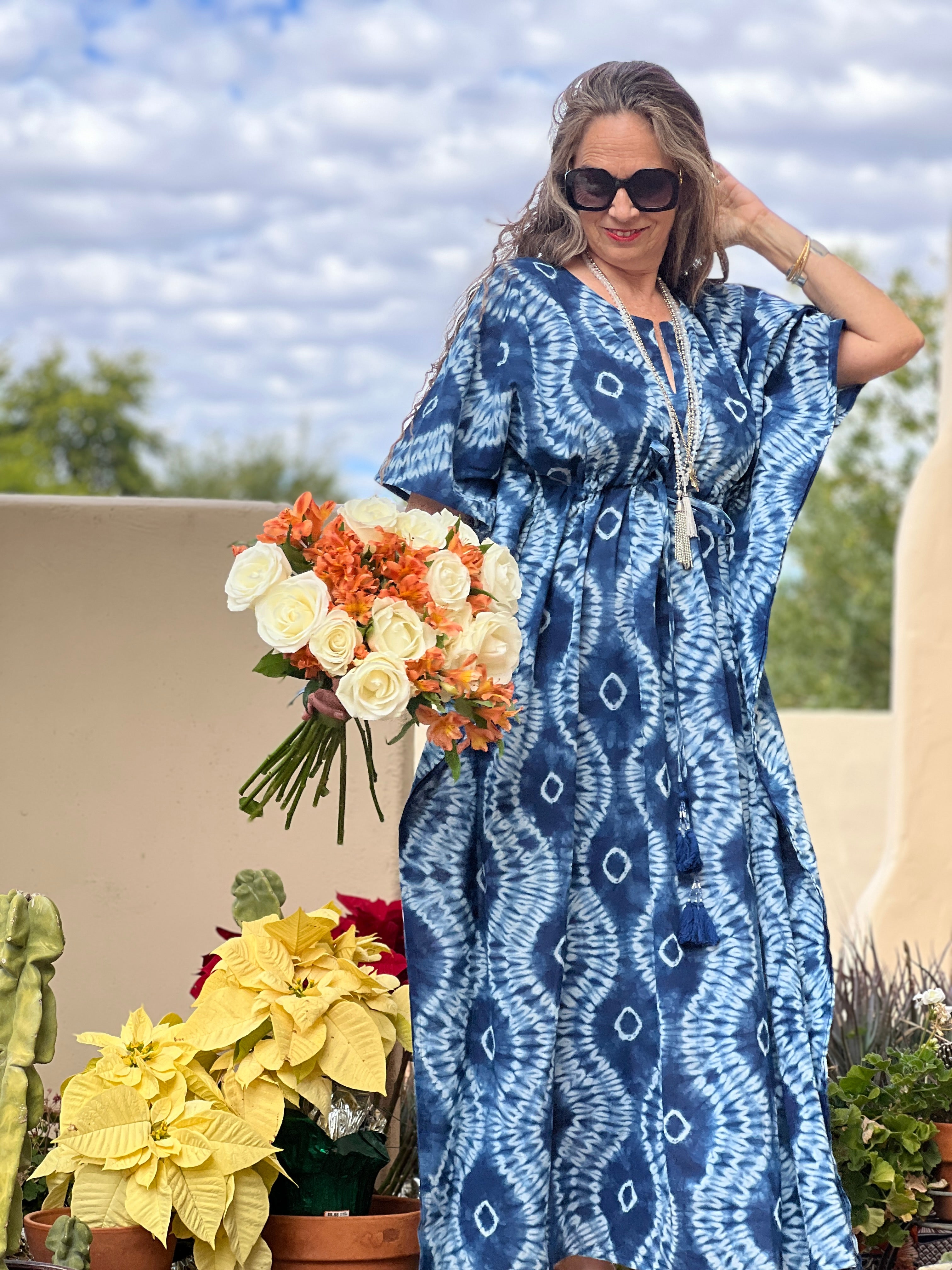 Icarus Indigo Shibori Maxi Kaftan