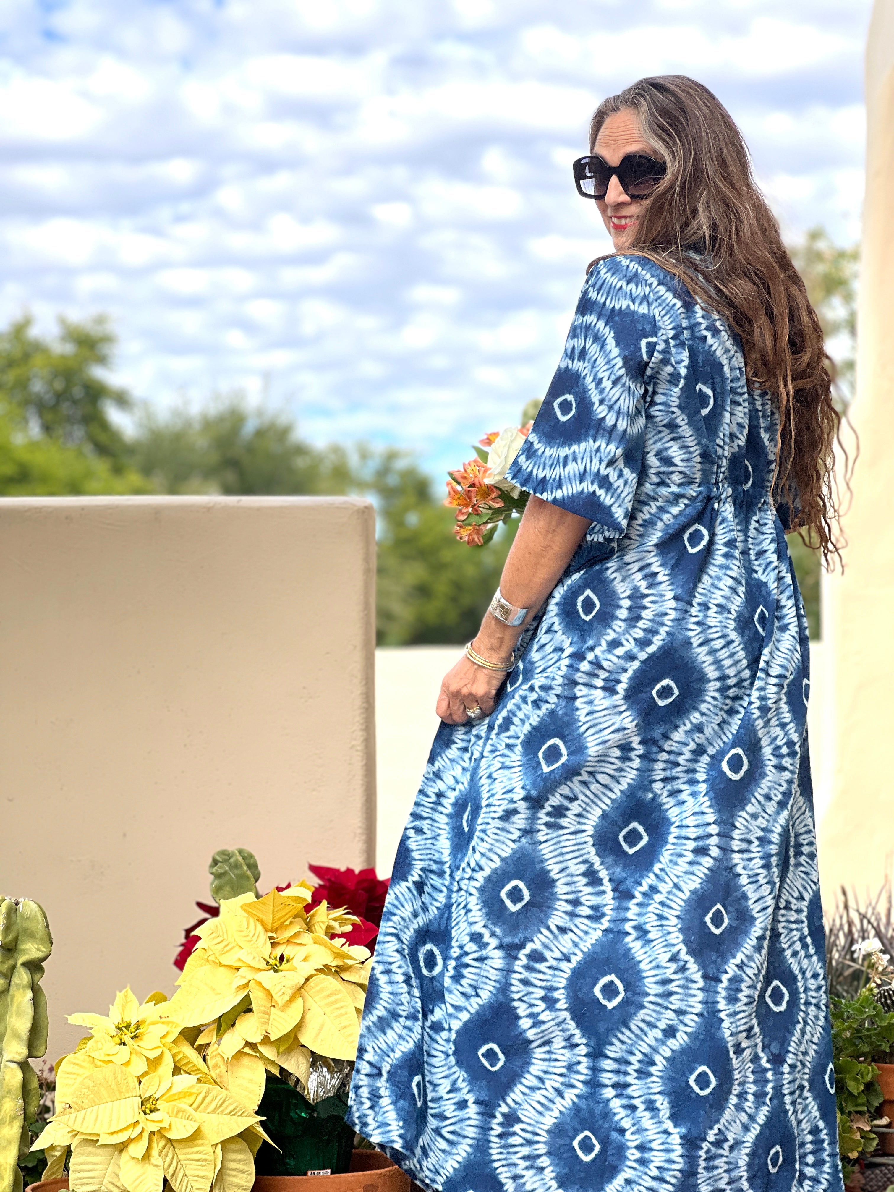 Icarus Indigo Shibori Maxi Kaftan