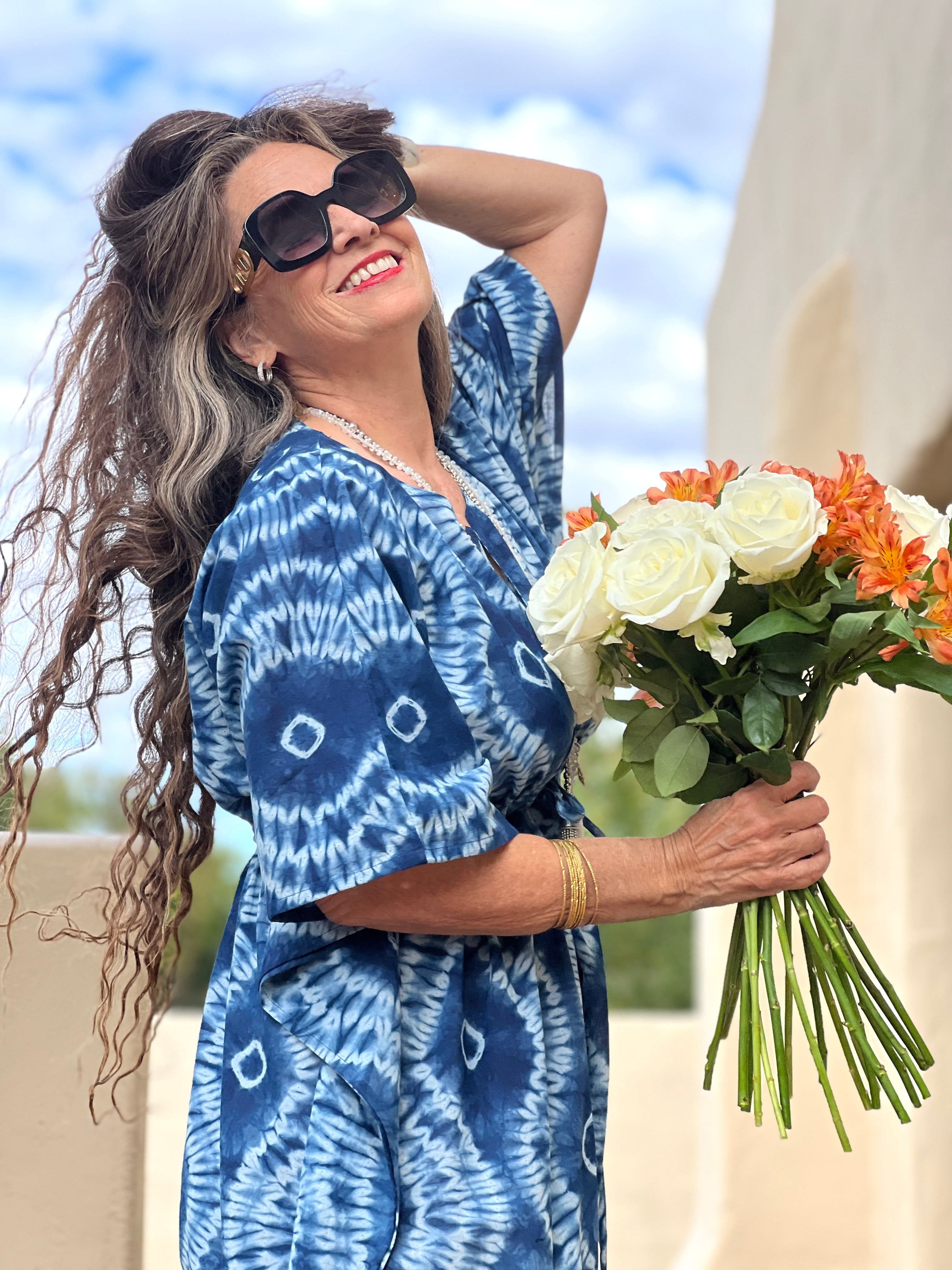 Icarus Indigo Shibori Maxi Kaftan