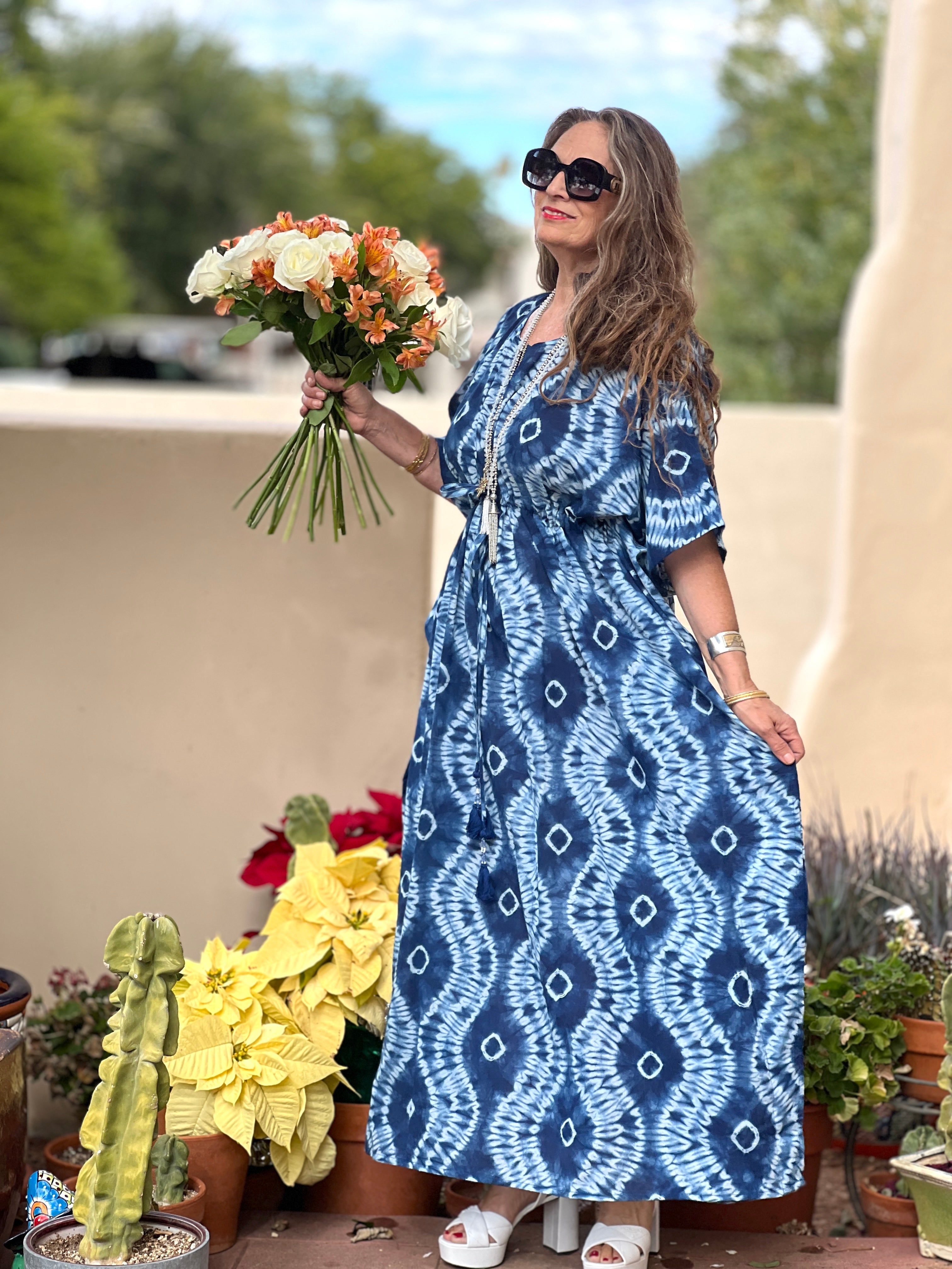 Icarus Indigo Shibori Maxi Kaftan