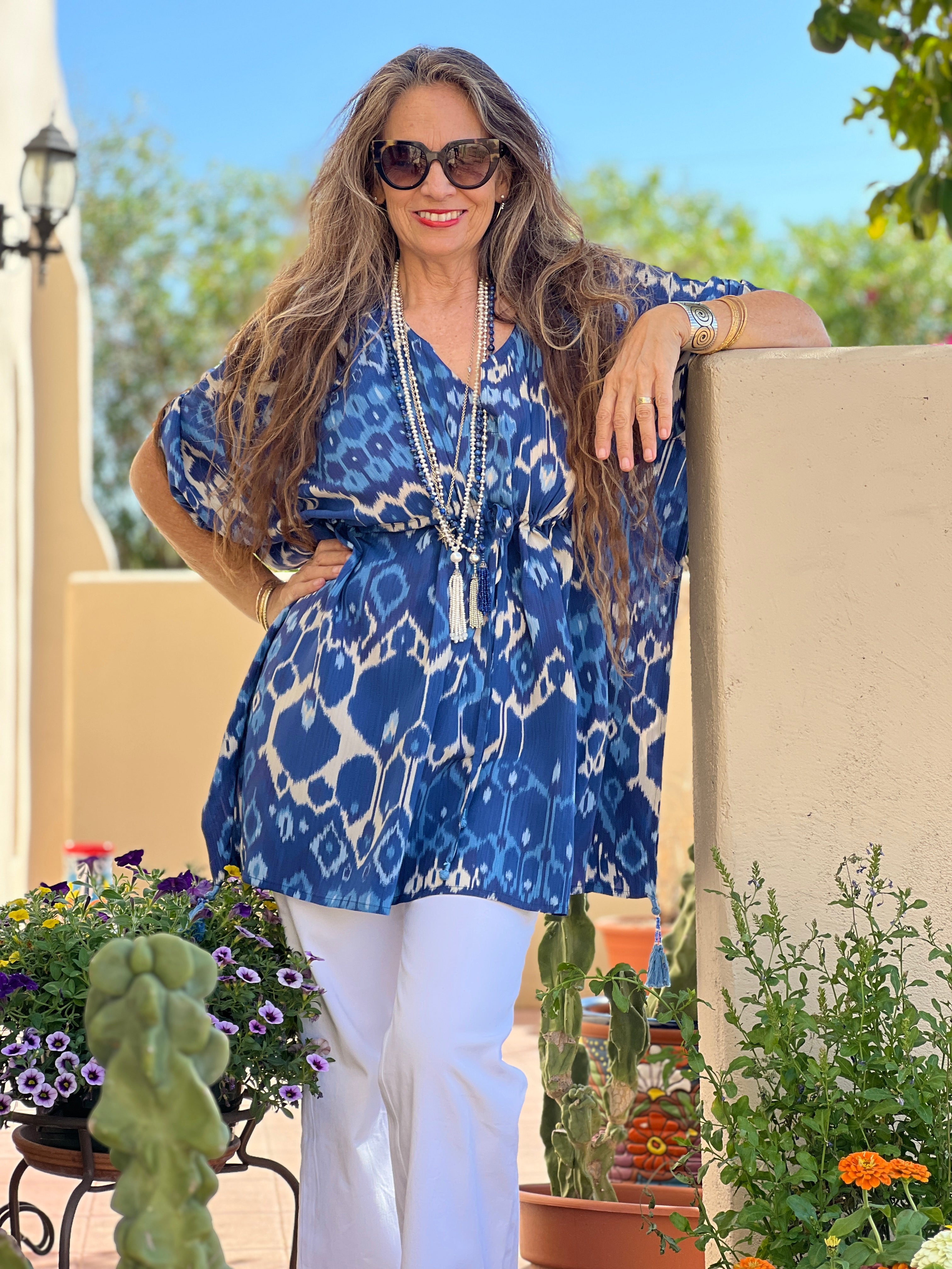 Blu Vita Italian Silk Short Kaftan