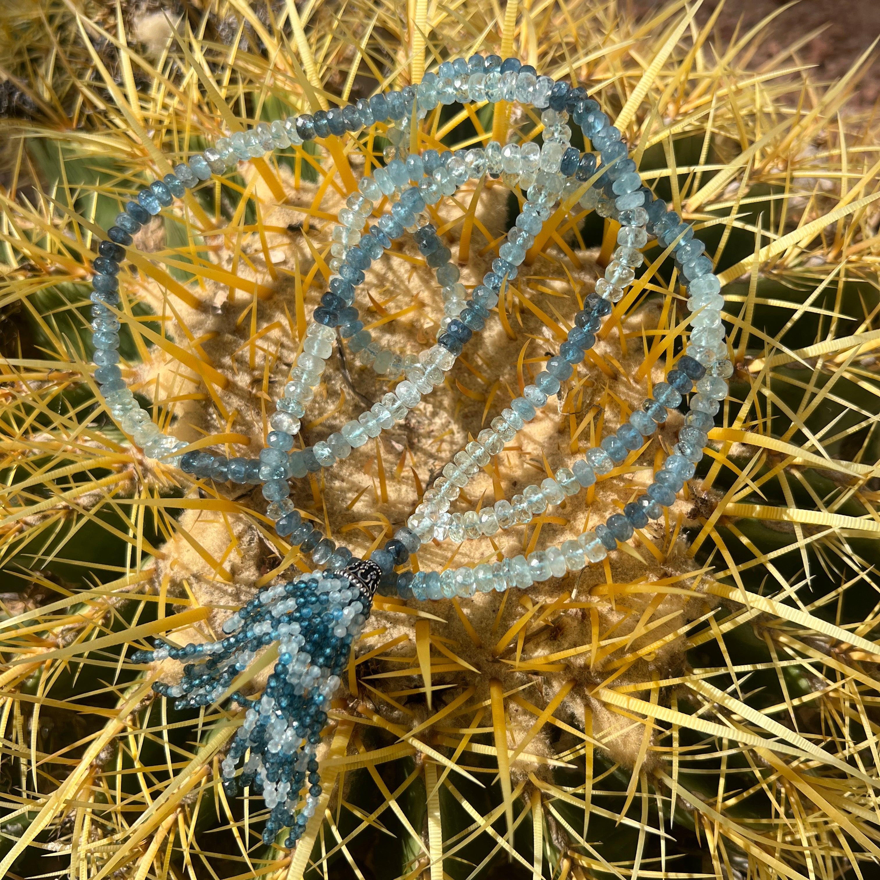 Faceted Aquamarine Mala Necklace