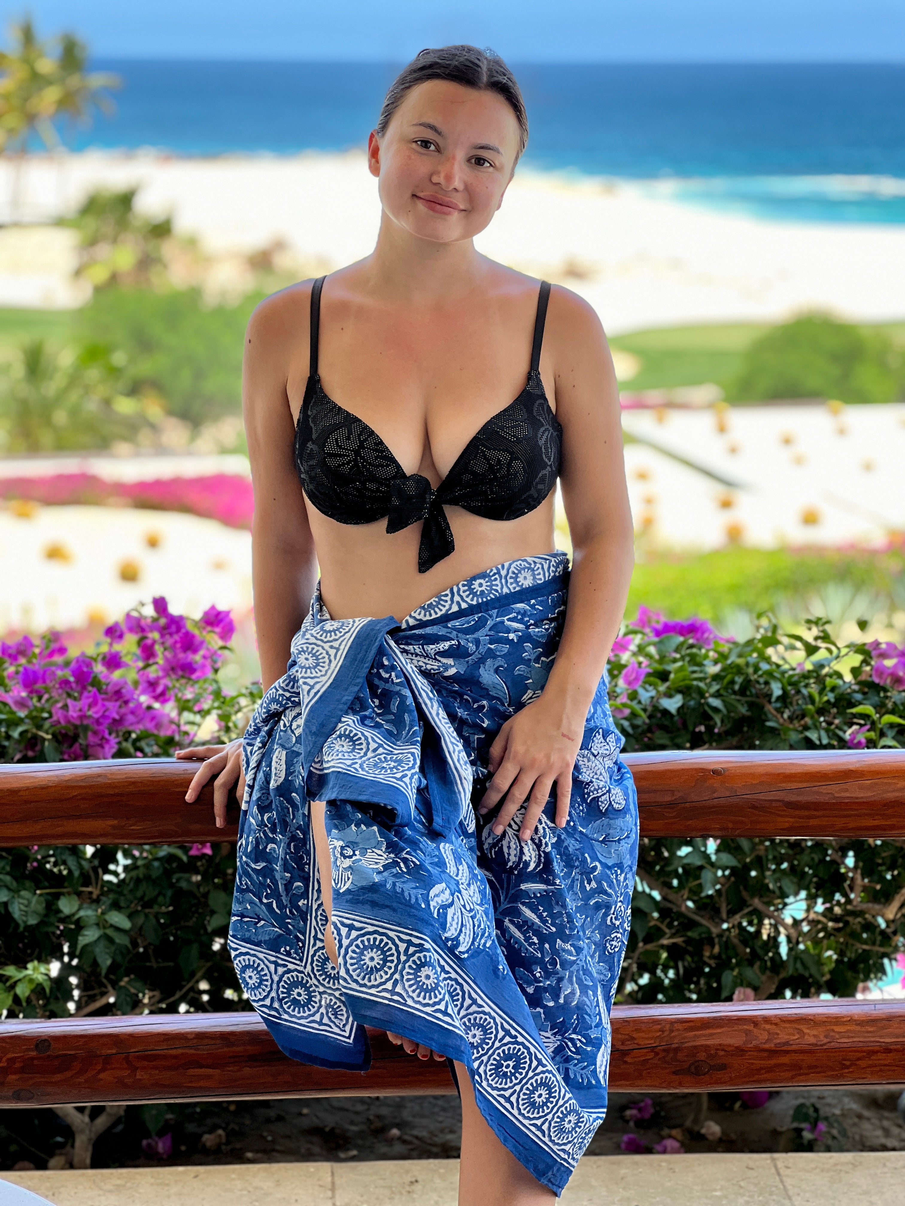Delfina Blue Cotton Pareo Cover-up