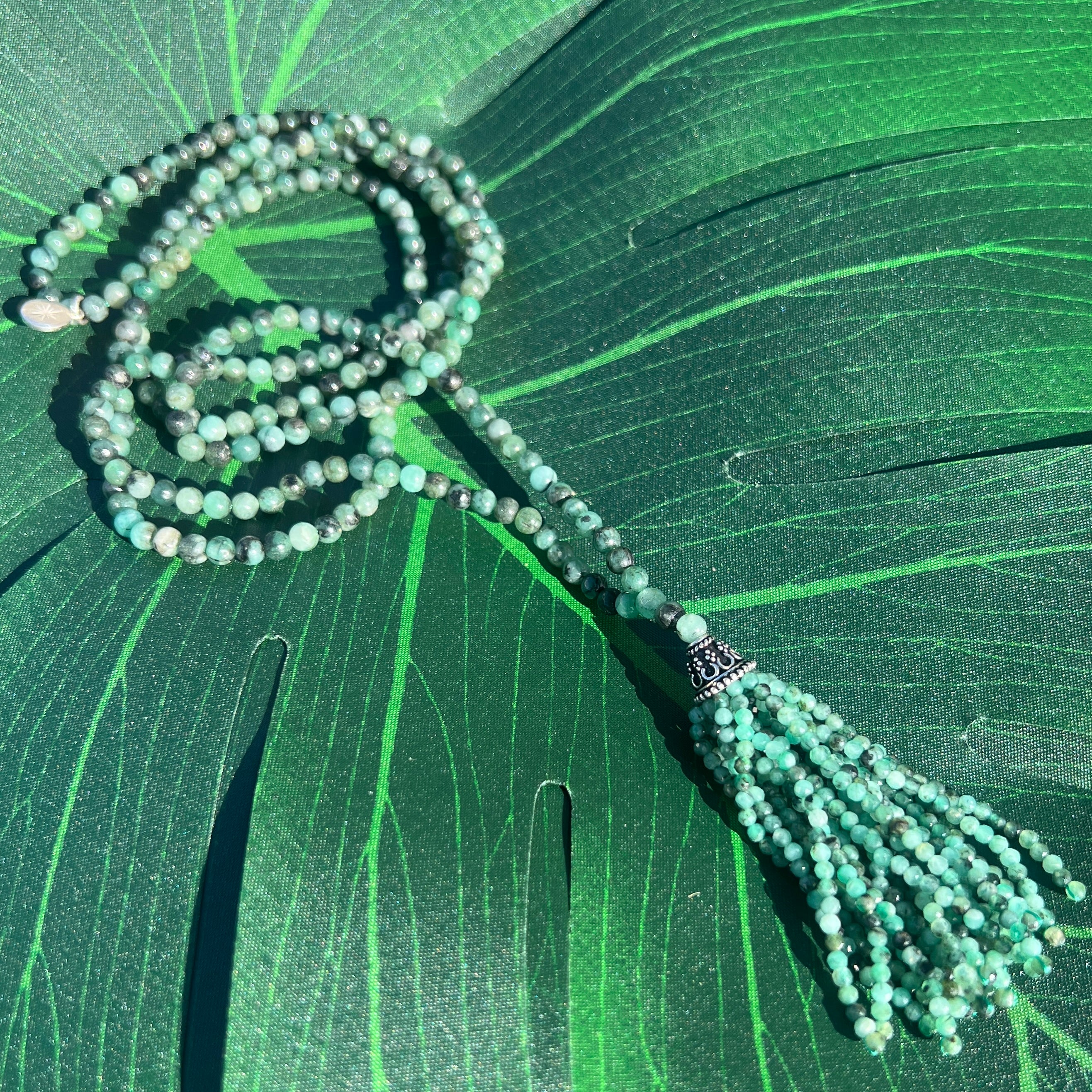 Unique Emerald Tassel Mala Necklace