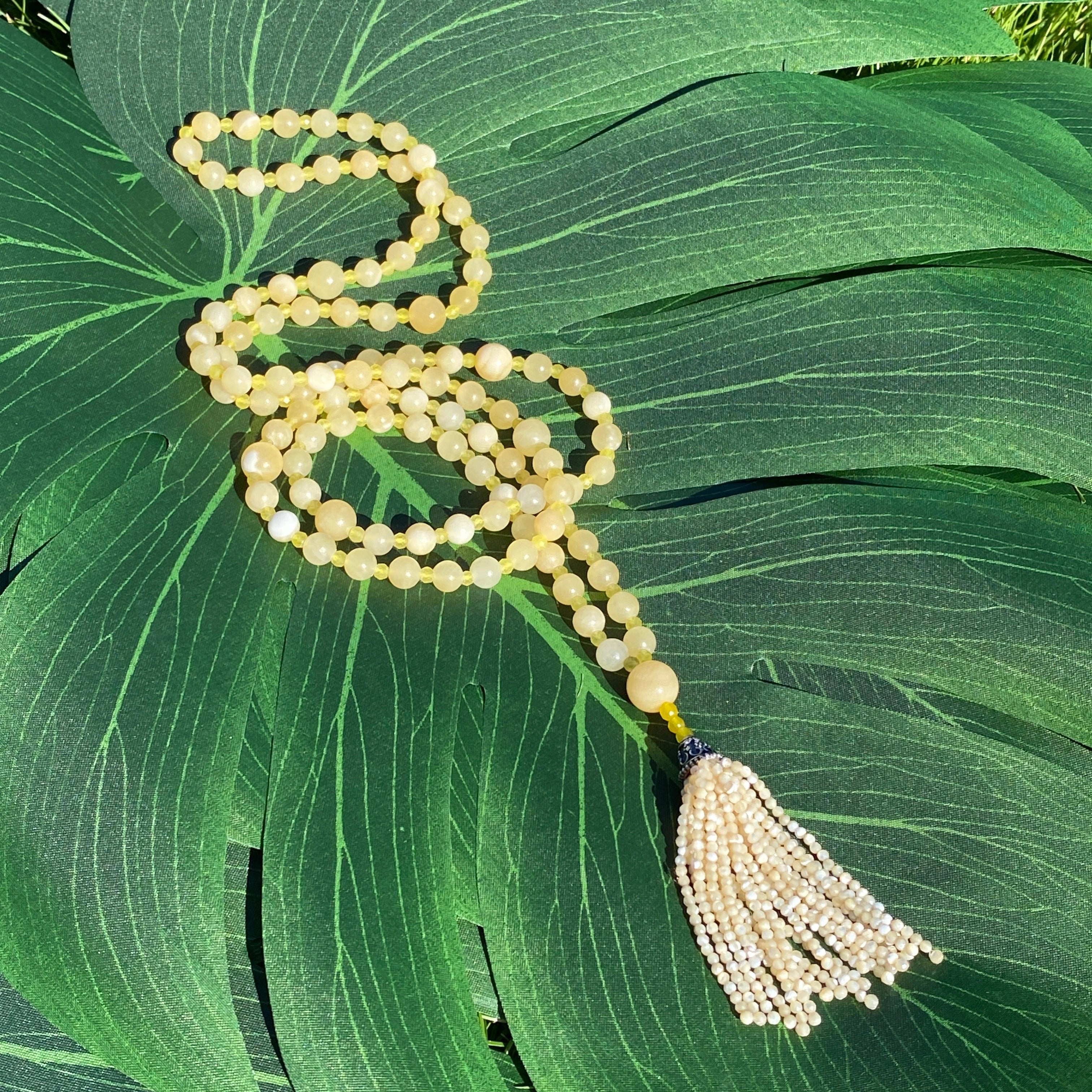 Semi Precious Yellow Onyx Mala