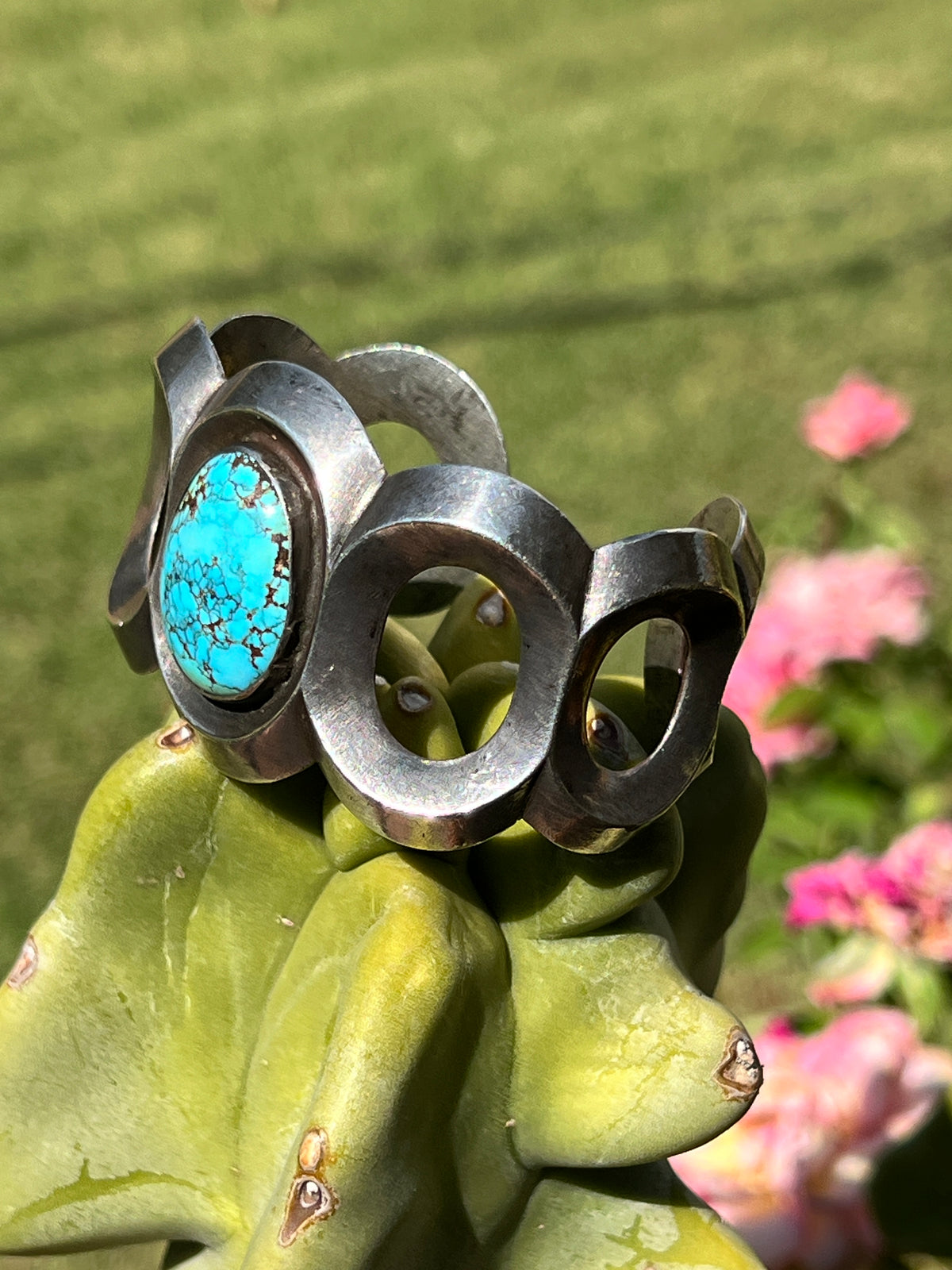 Vintage Rare #8 Turquoise and Silver Bracelet Navajo