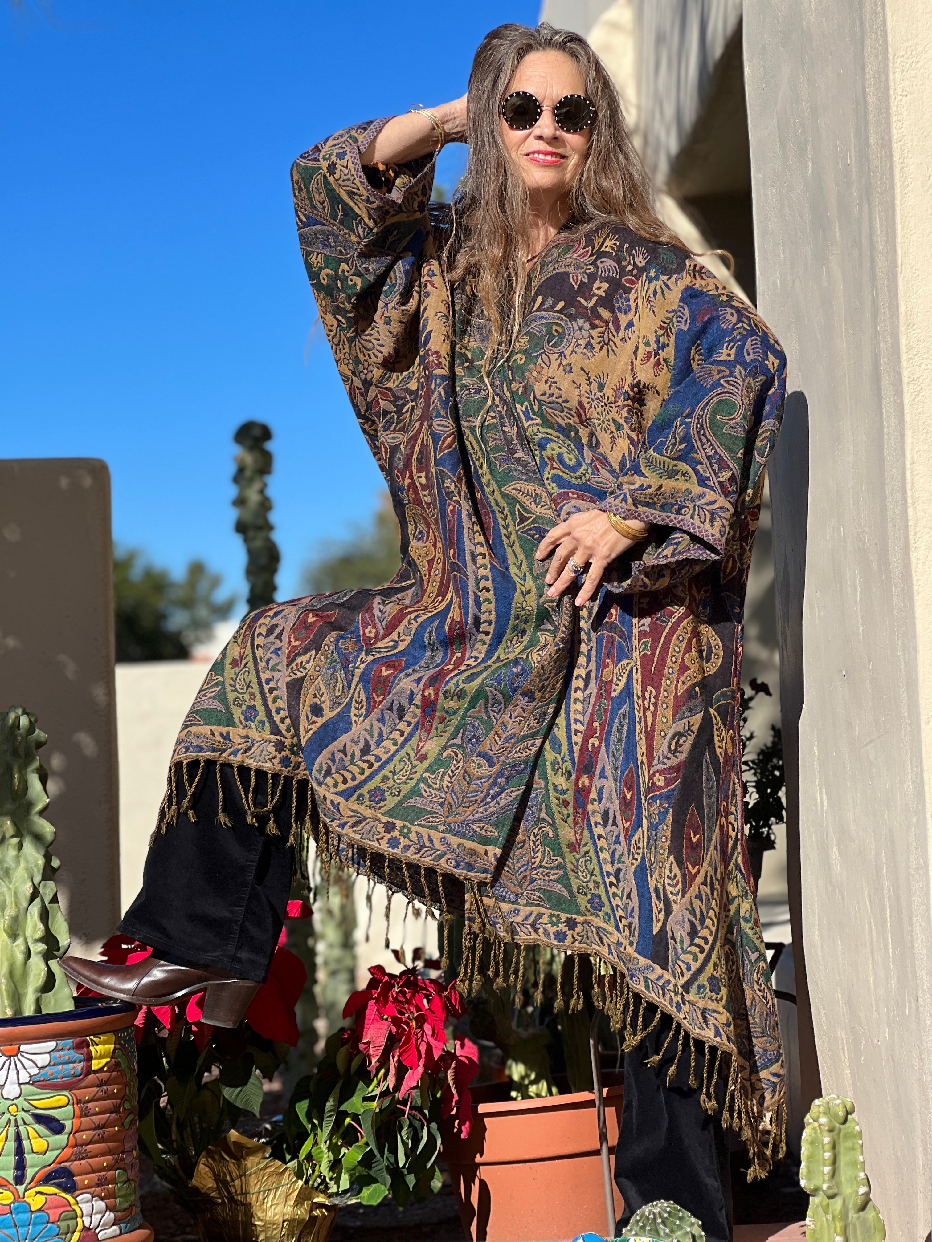 Paola Paisley Boiled Wool Kimono Coat