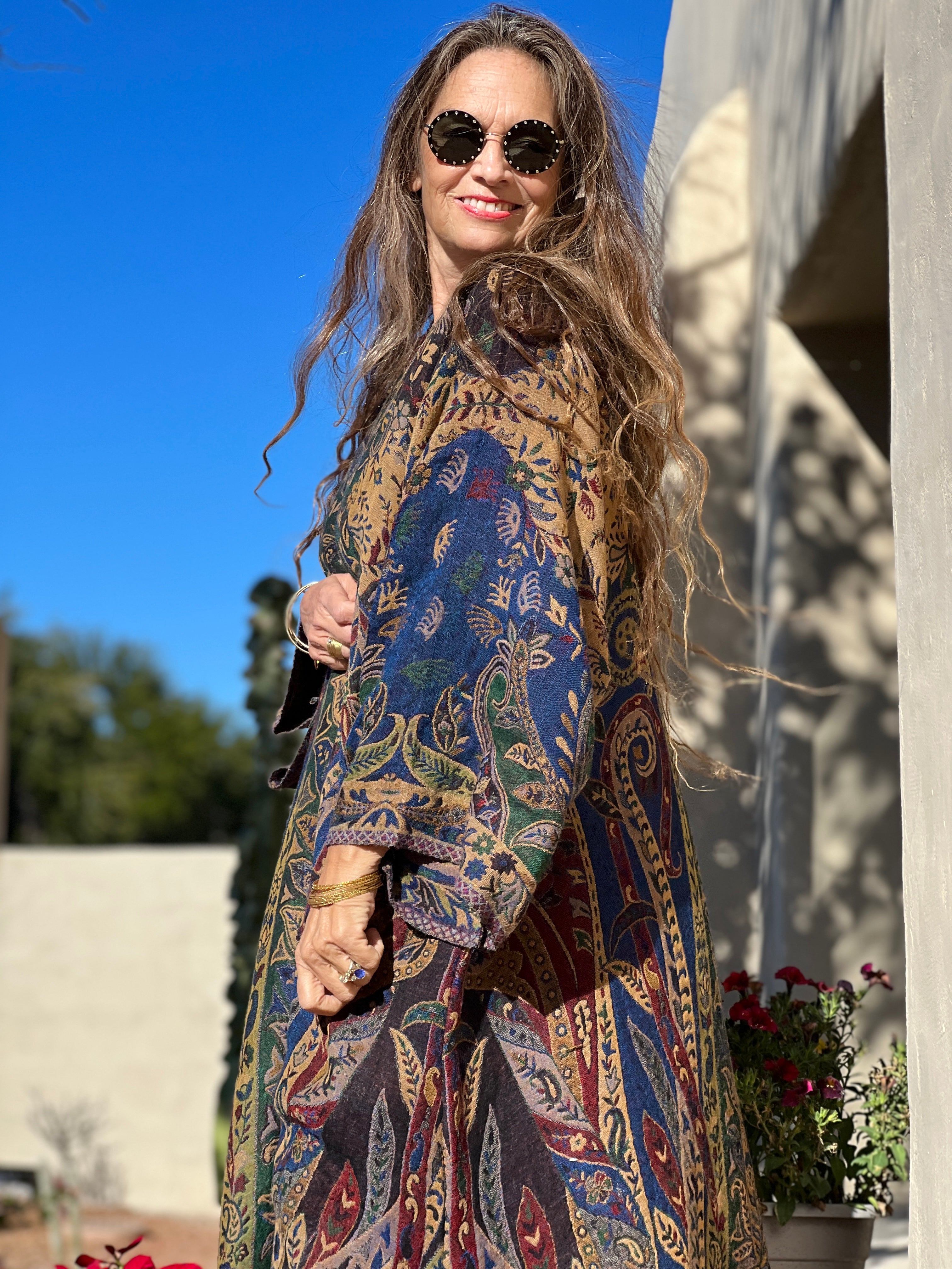 Paola Paisley Boiled Wool Kimono Coat