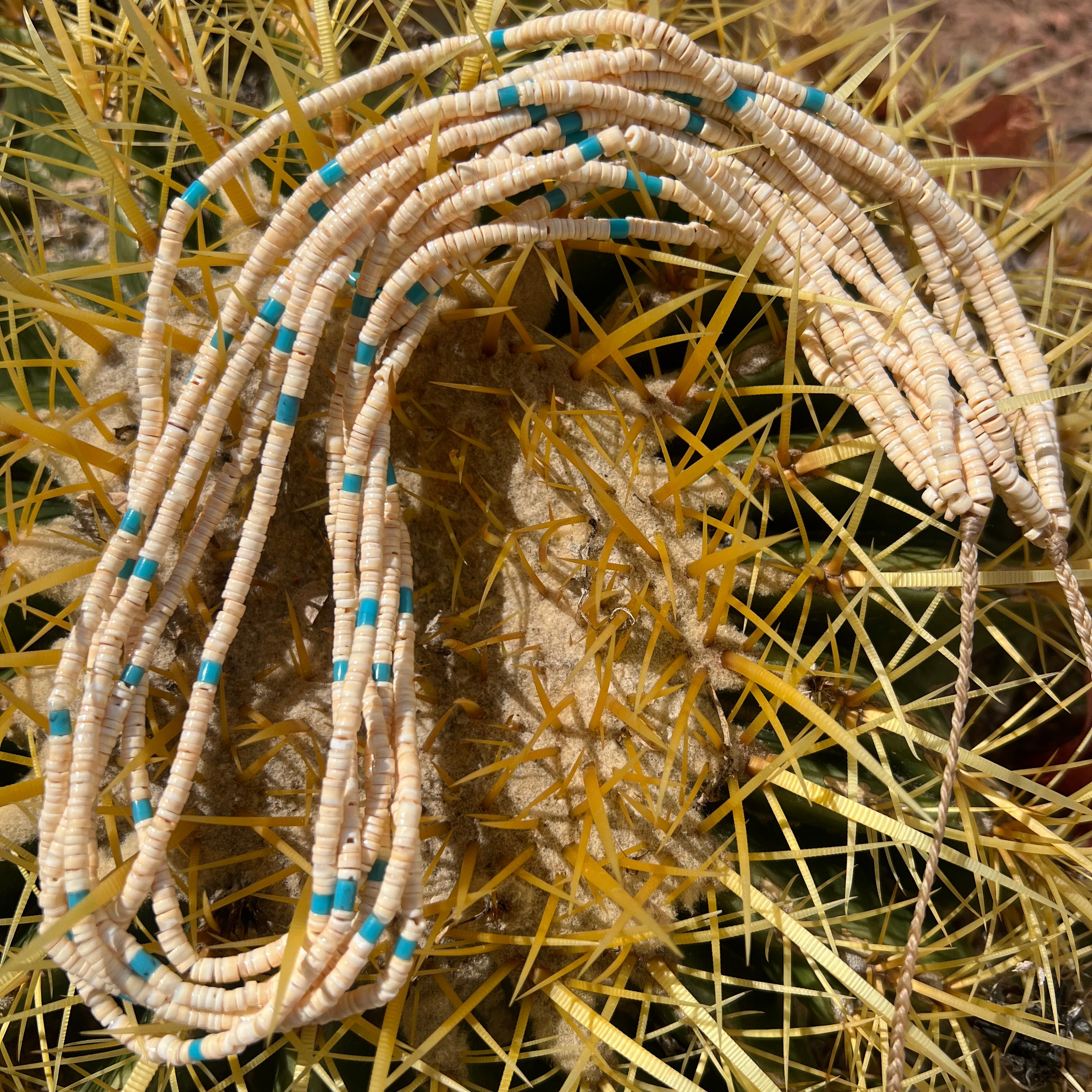 Melon Shell Turquoise Heishi Necklace Santo Domingo