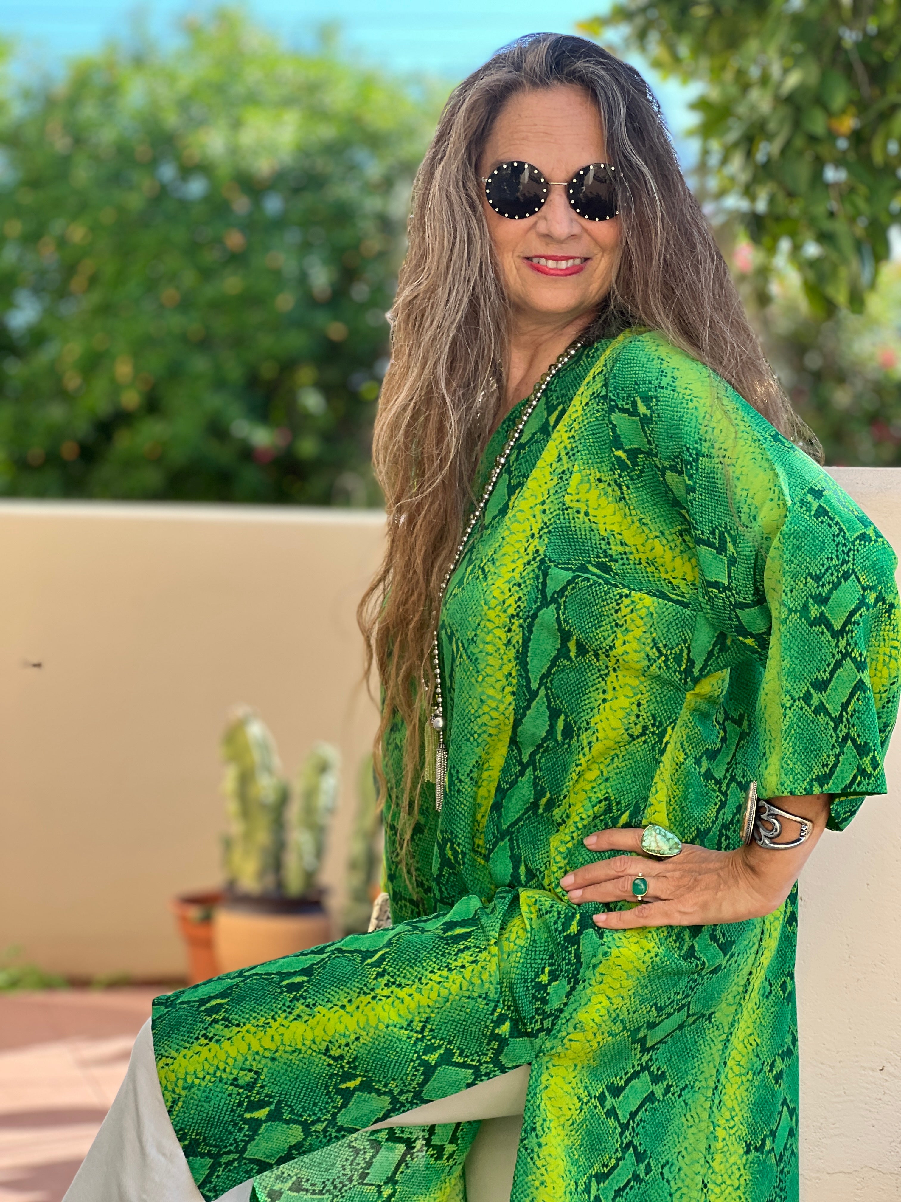 Emerald Green Serpente Midi Tunic