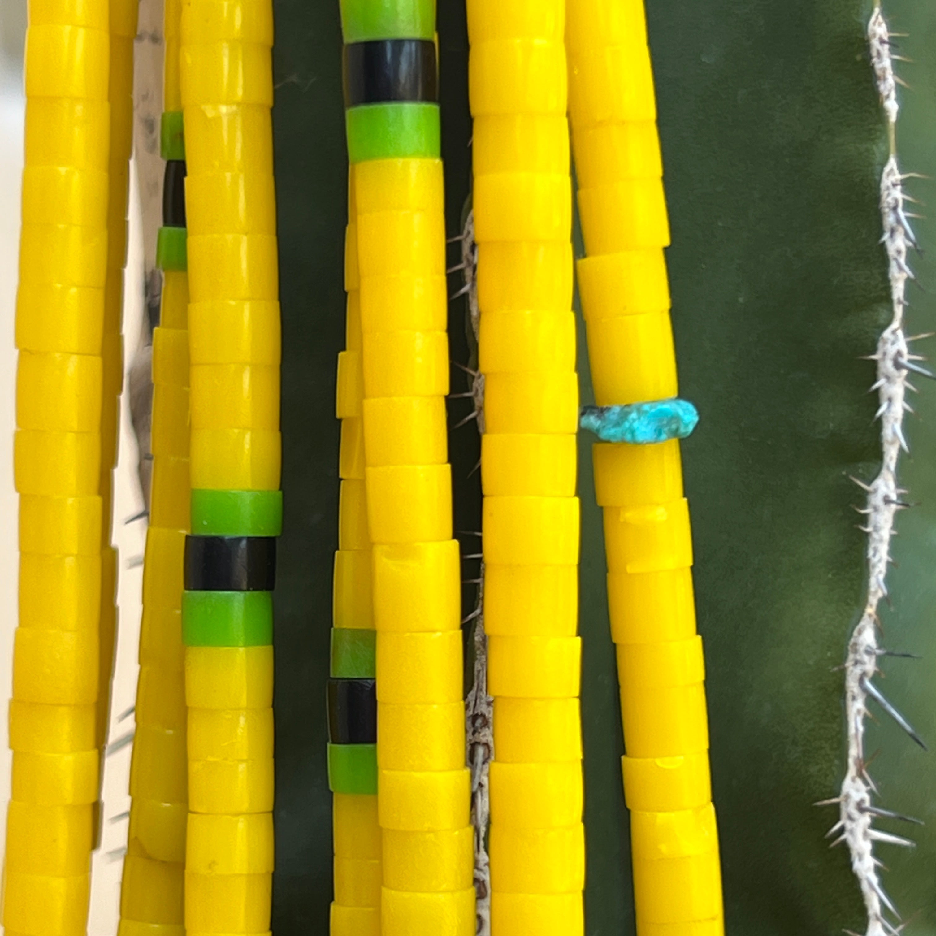 Yellow Serpentine Gaspeite and Black Jet Necklace Santo Domingo