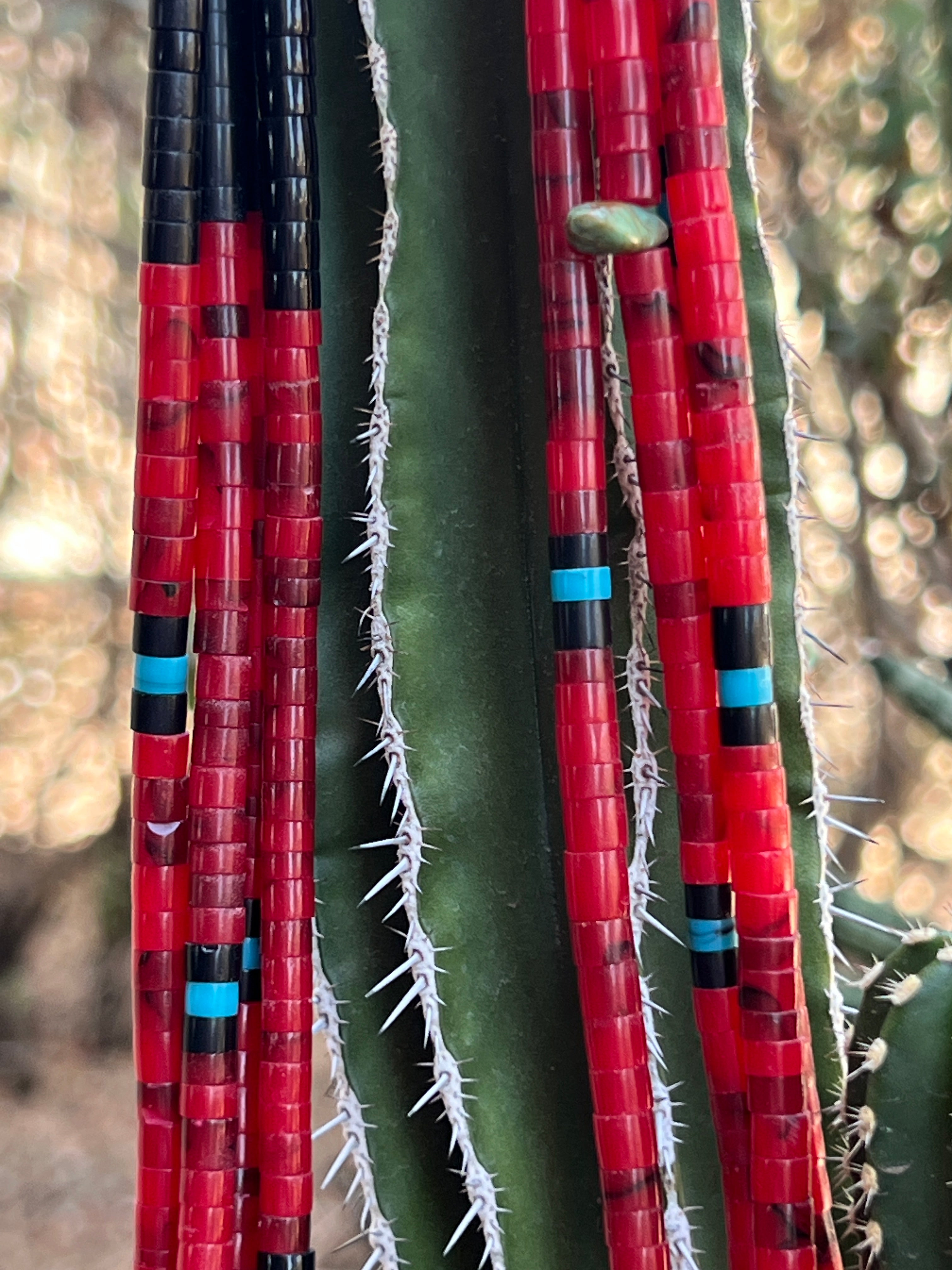 Apple Coral, Black Jet, and Turquoise Necklace Santo Domingo