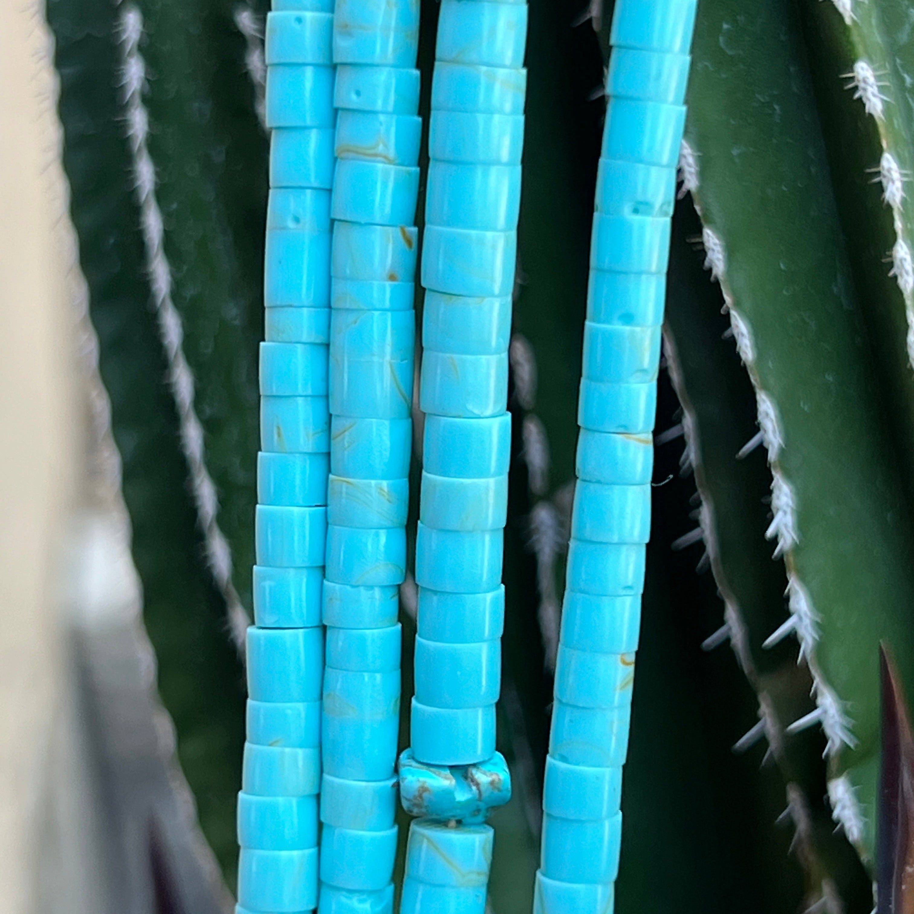 Turquoise and Heishi Shell Four Strand Santo Domingo Necklace