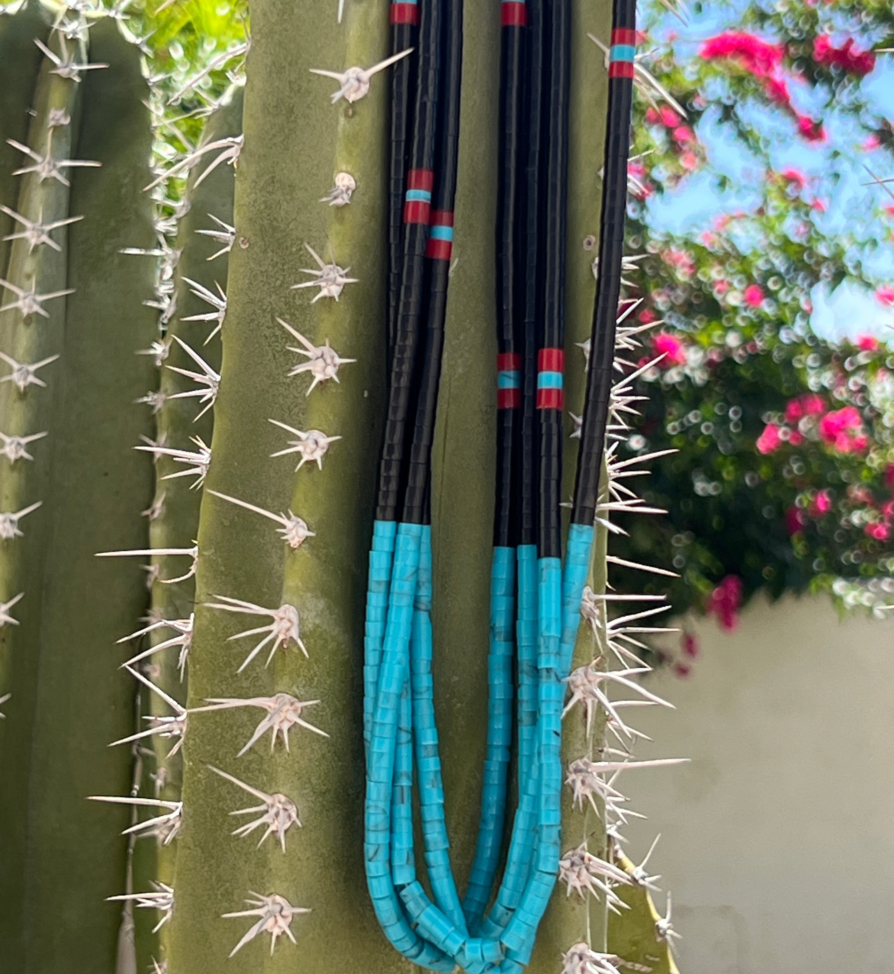 Black Jet, Apple Coral and Turquoise Necklace Santo Domingo