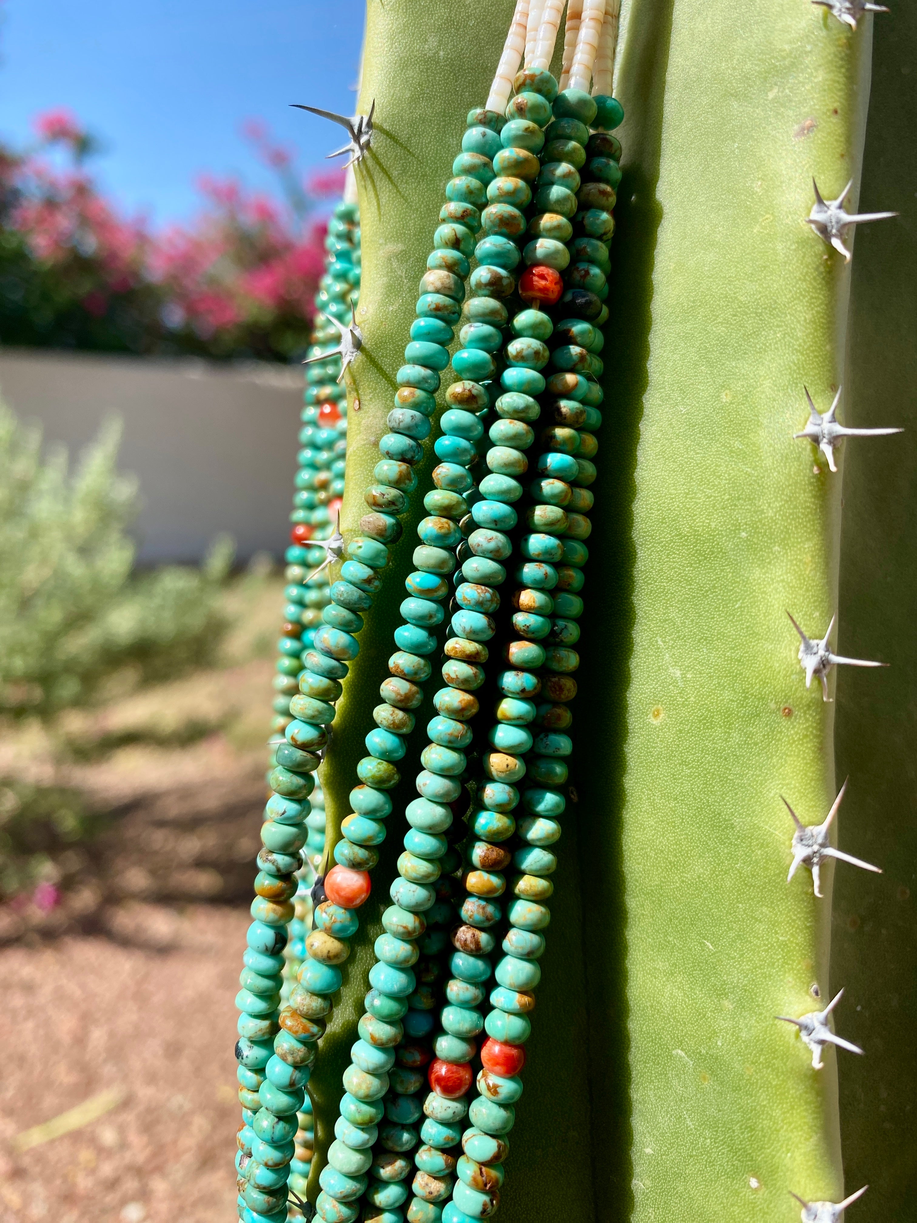 Fox and #8 Turquoise Seven Strand Necklace Santo Domingo