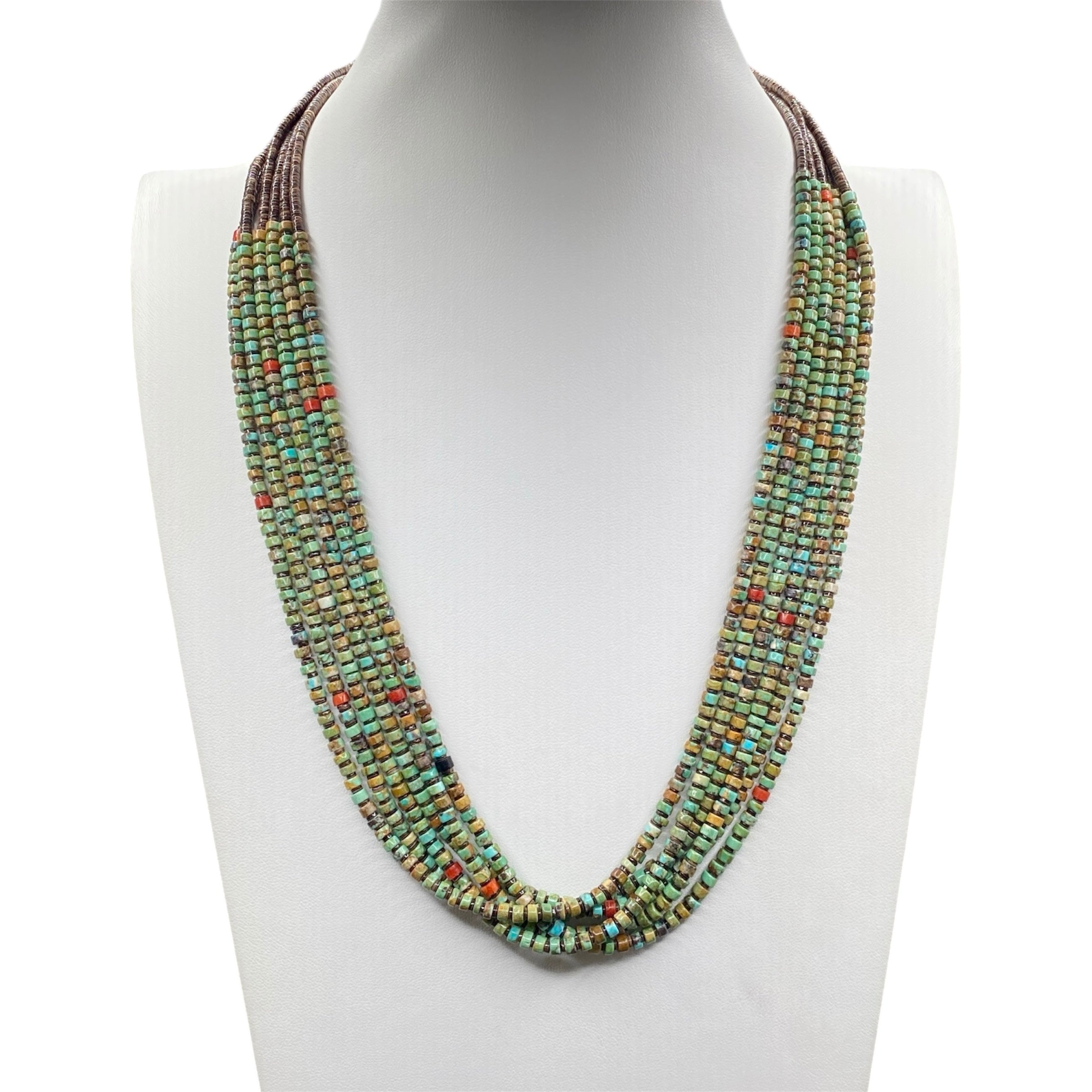 Rare King Manassa Turquoise Six Strand Heishi Necklace Santo Domingo