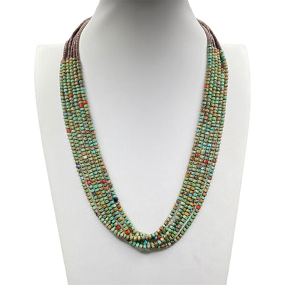 Rare King Manassa Turquoise Six Strand Heishi Necklace Santo Domingo