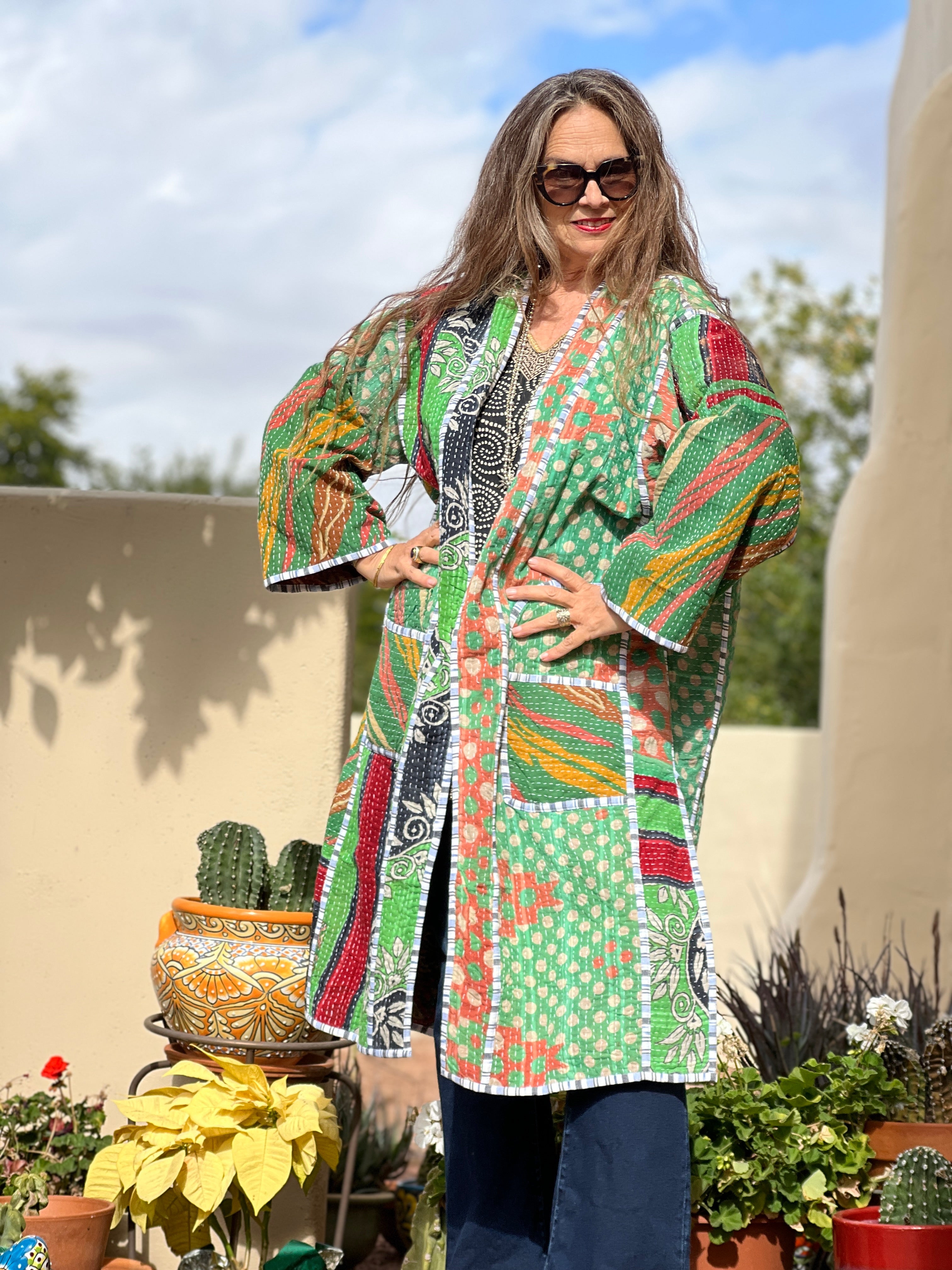 Kai cotton kantha coat One of a Kind