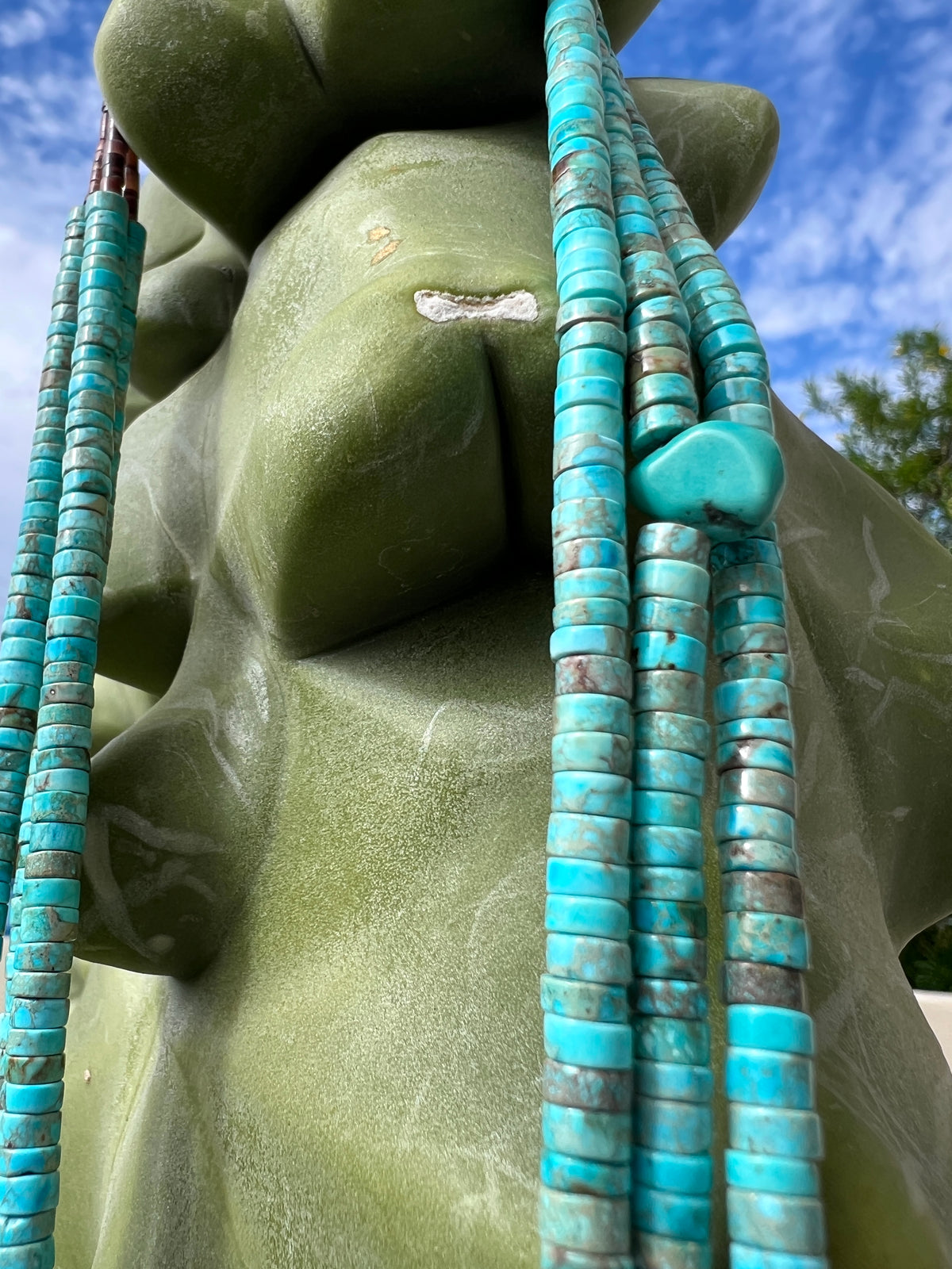 Turquoise and Heishi Shell Santo Domingo Necklace Three Strand
