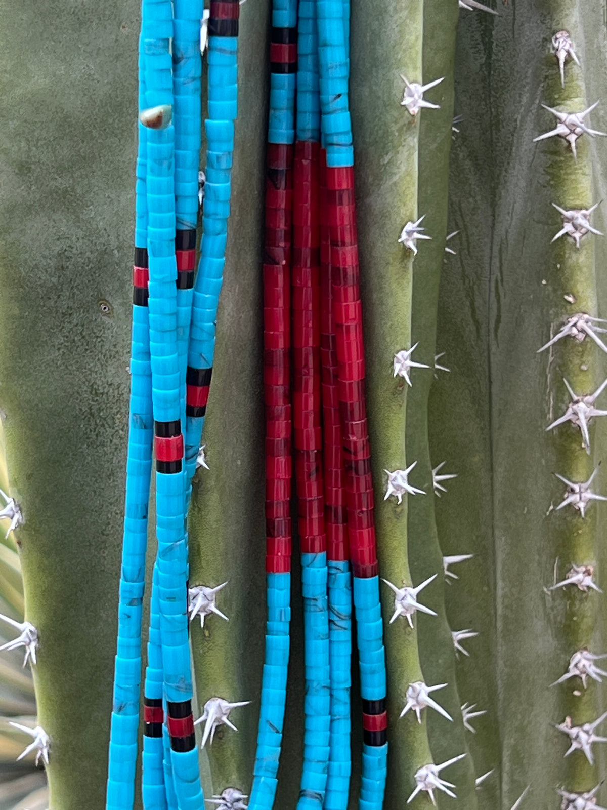 Turquoise and Apple Coral Santo Domingo Necklace