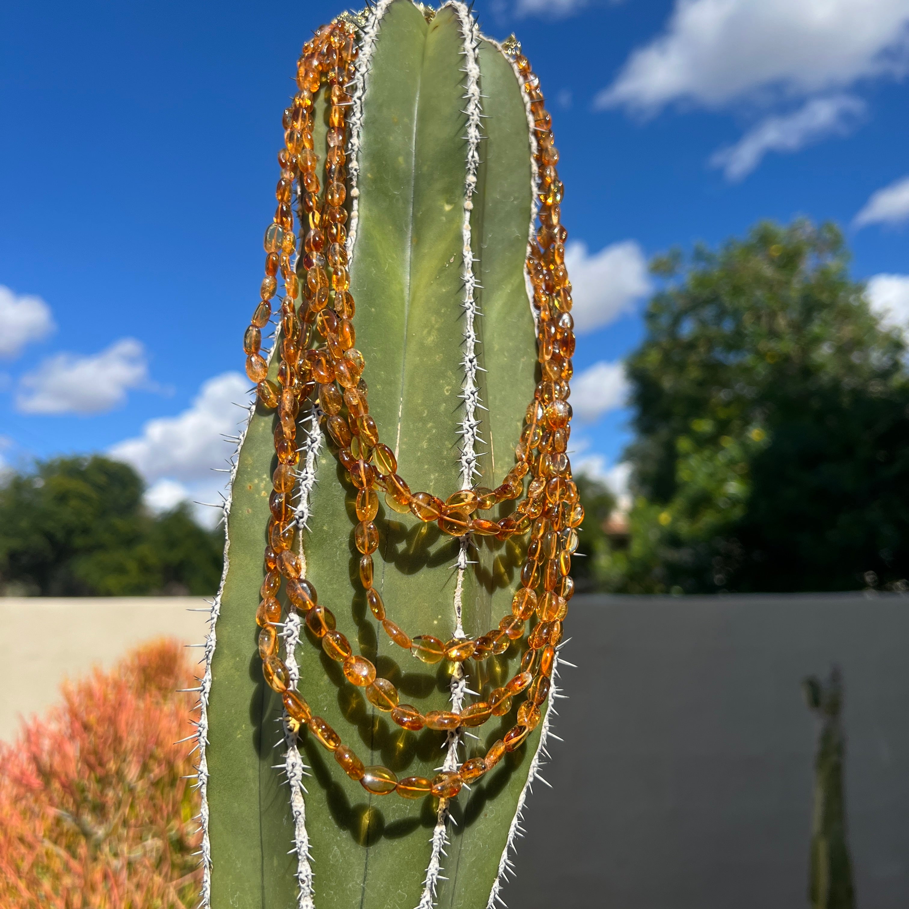 Natural Citrine Five Strand Necklace