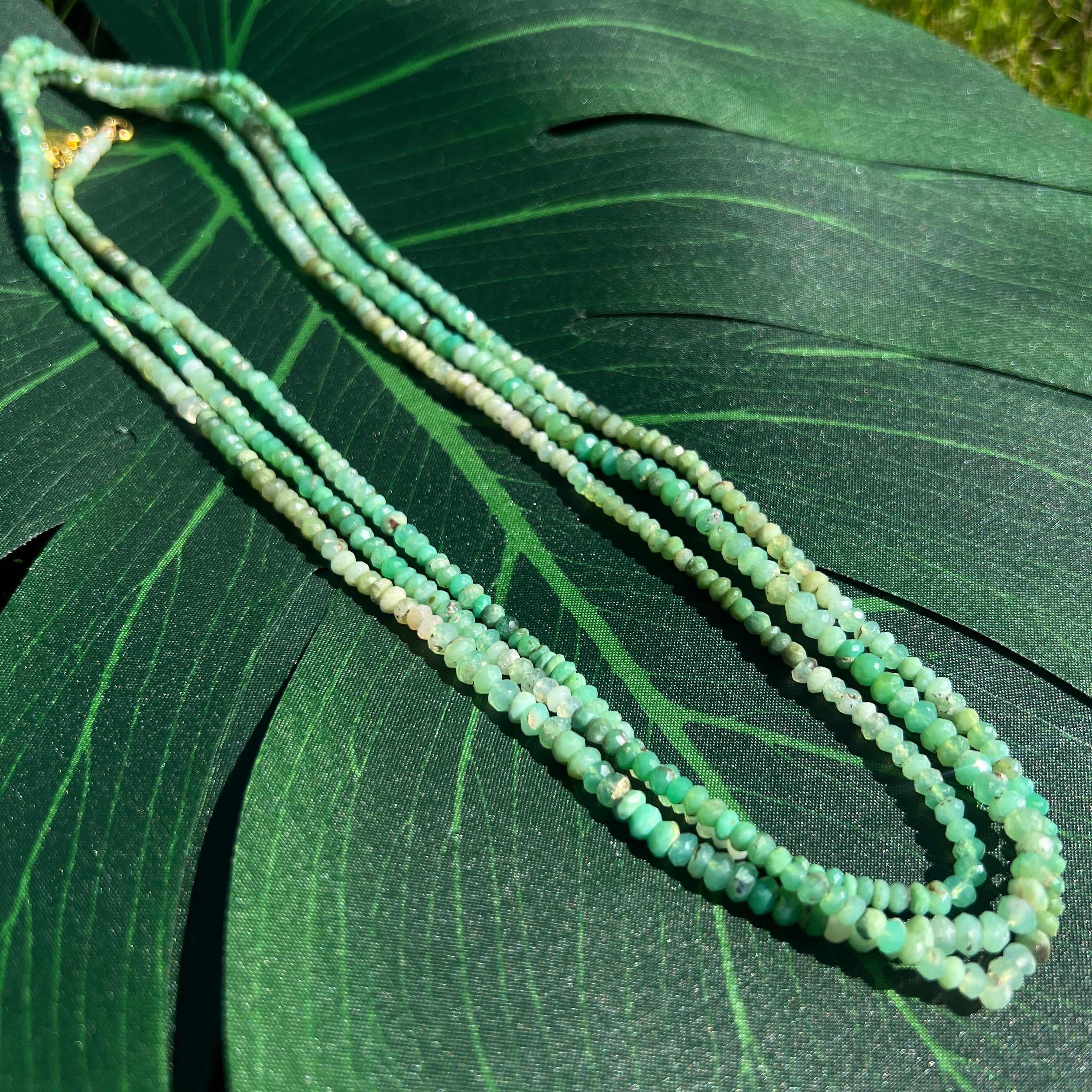 Faceted Chrysoprase Long Necklace