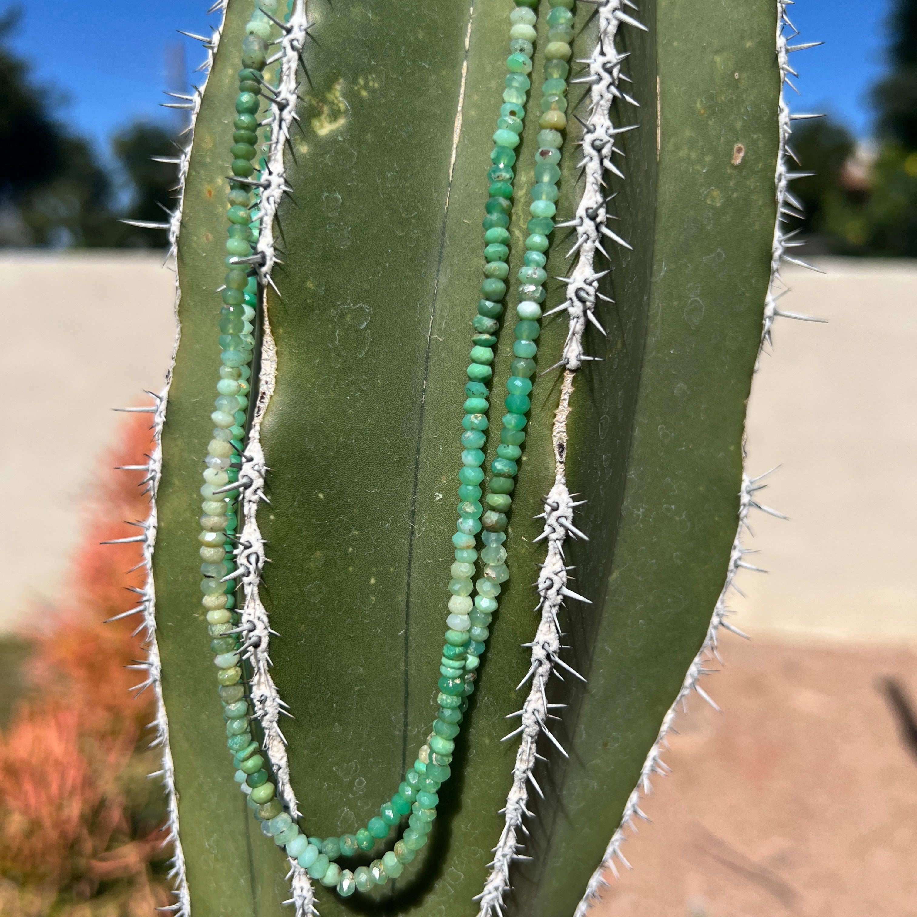 Faceted Chrysoprase Long Necklace