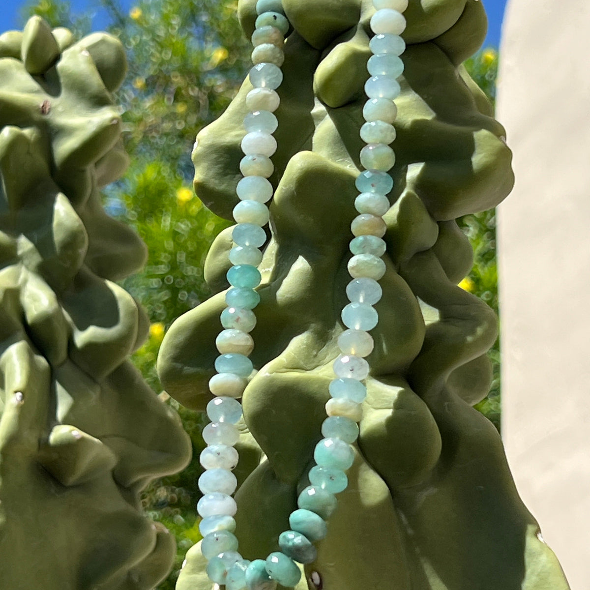 African Aqua Chalcedony (Aquaprase) Faceted Choker Necklace
