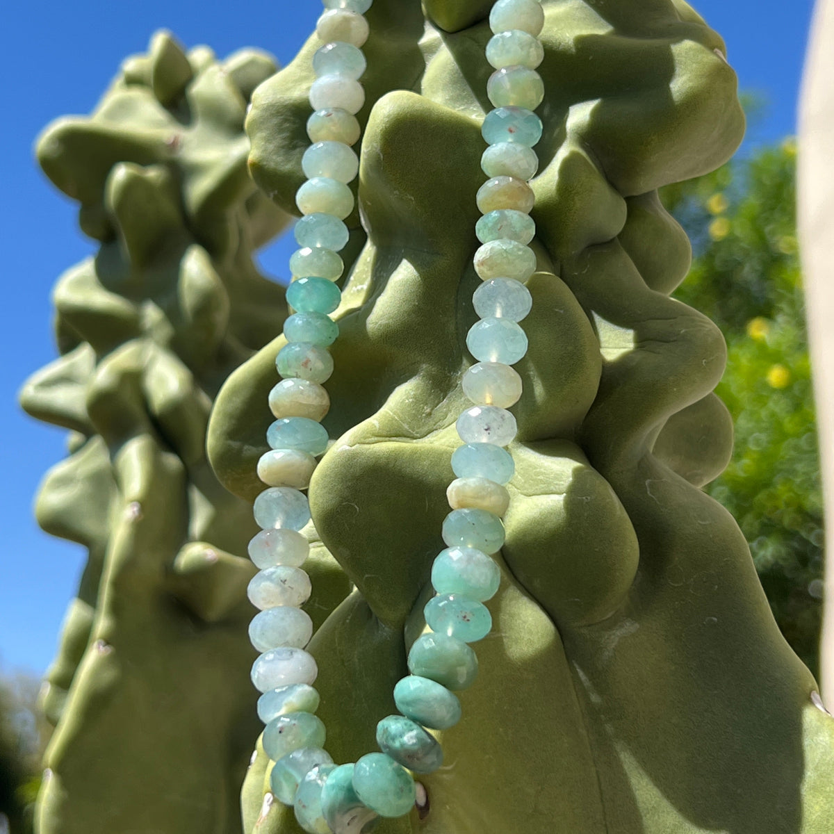 African Aqua Chalcedony (Aquaprase) Faceted Choker Necklace