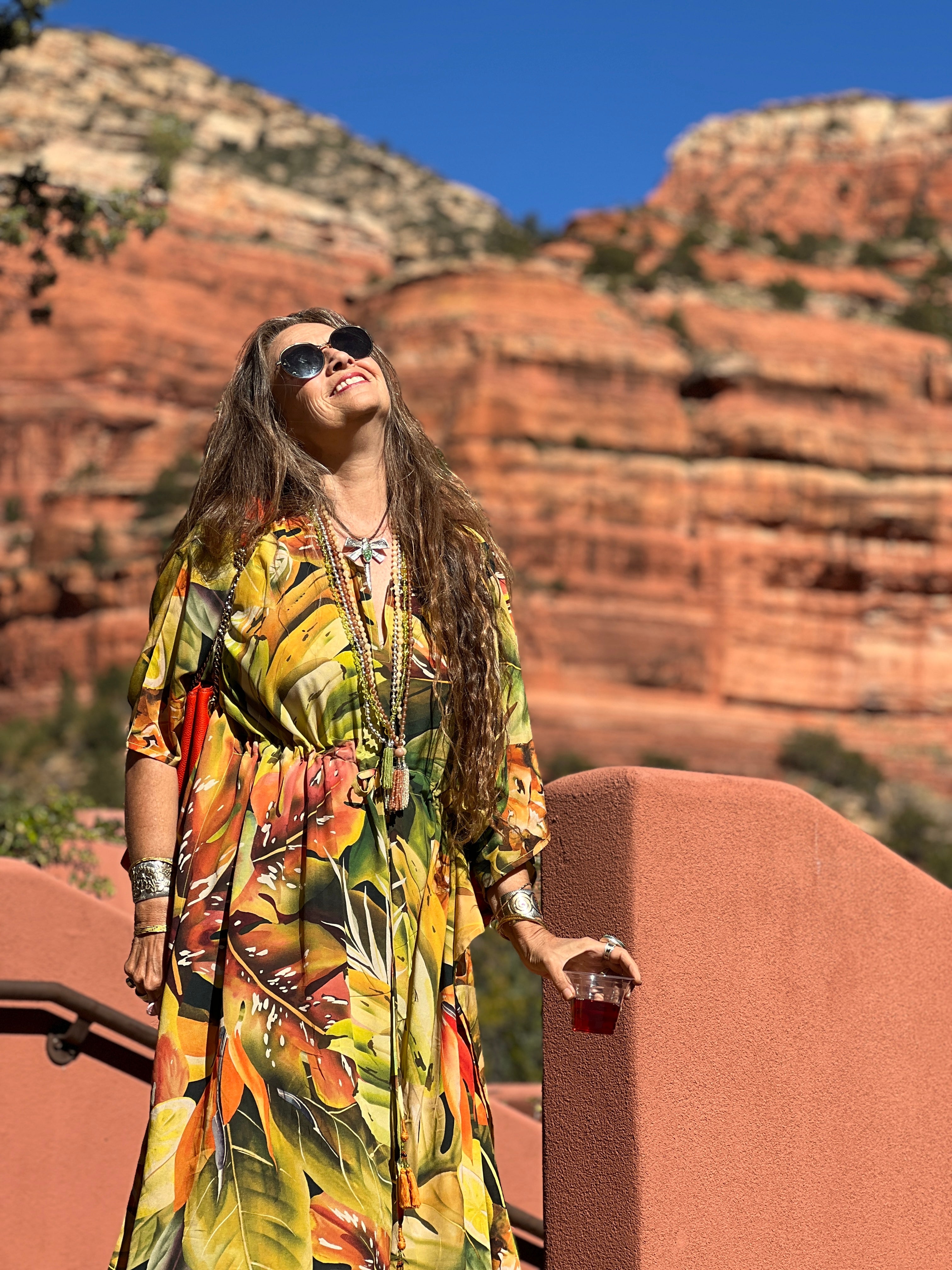 Tutti Frutti Italian Silk Maxi Kaftan Dress