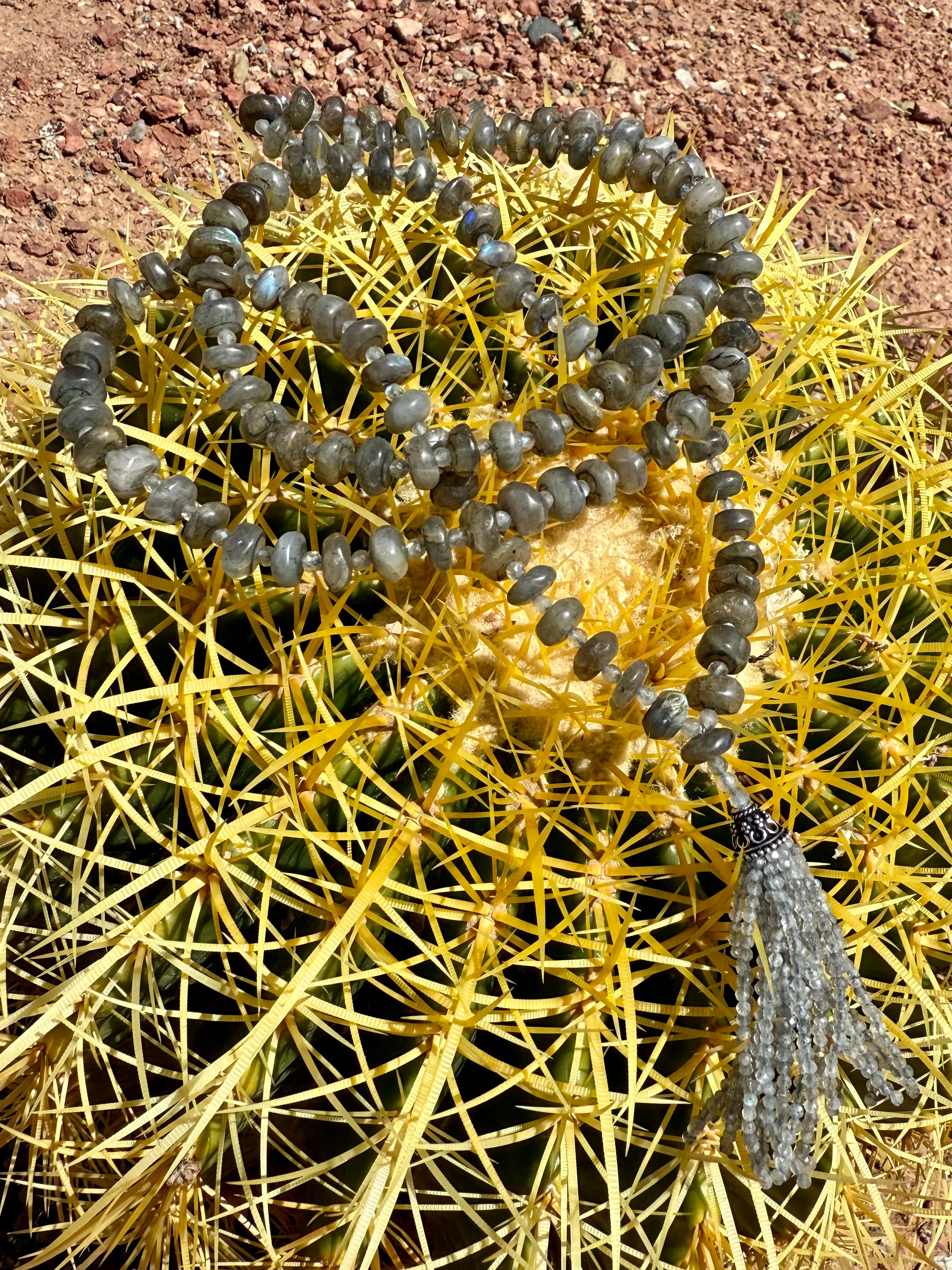 Labradorite Tassel Mala Necklace