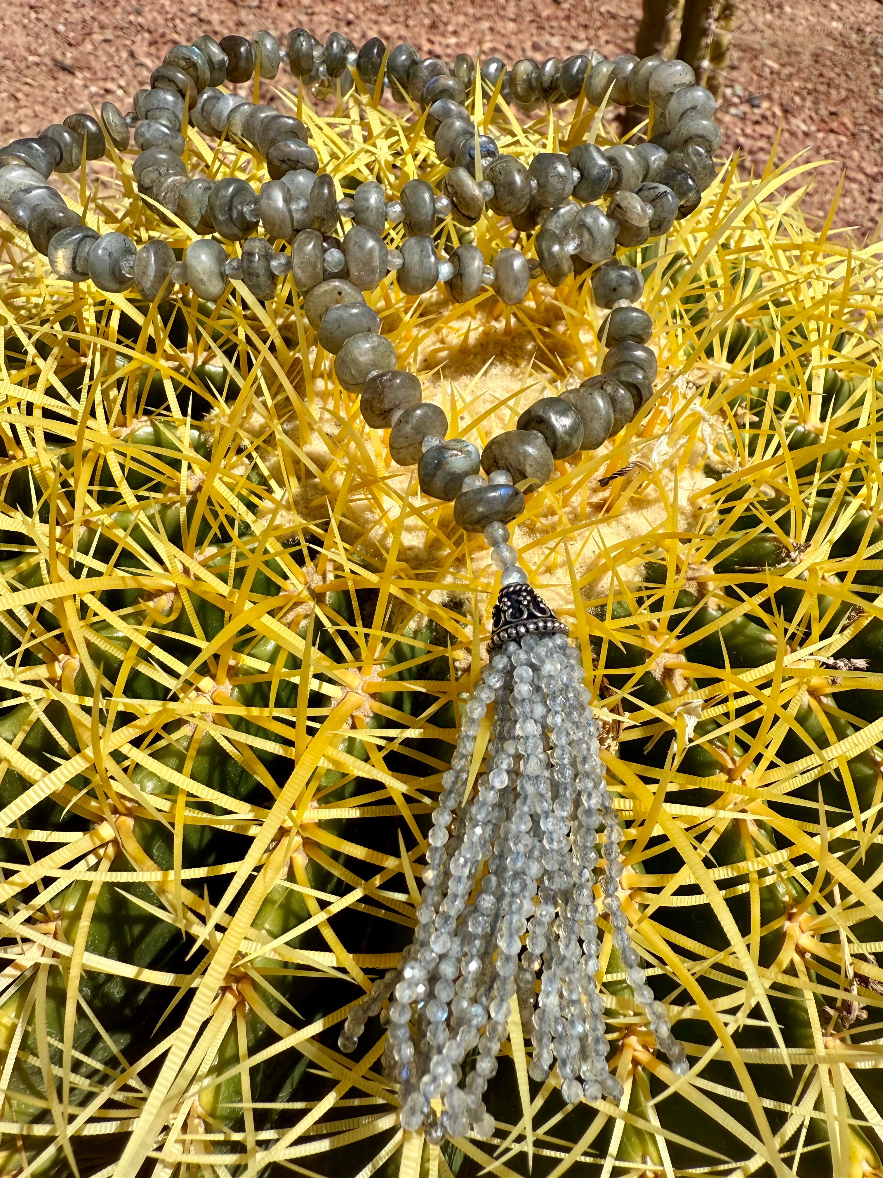 Labradorite Tassel Mala Necklace