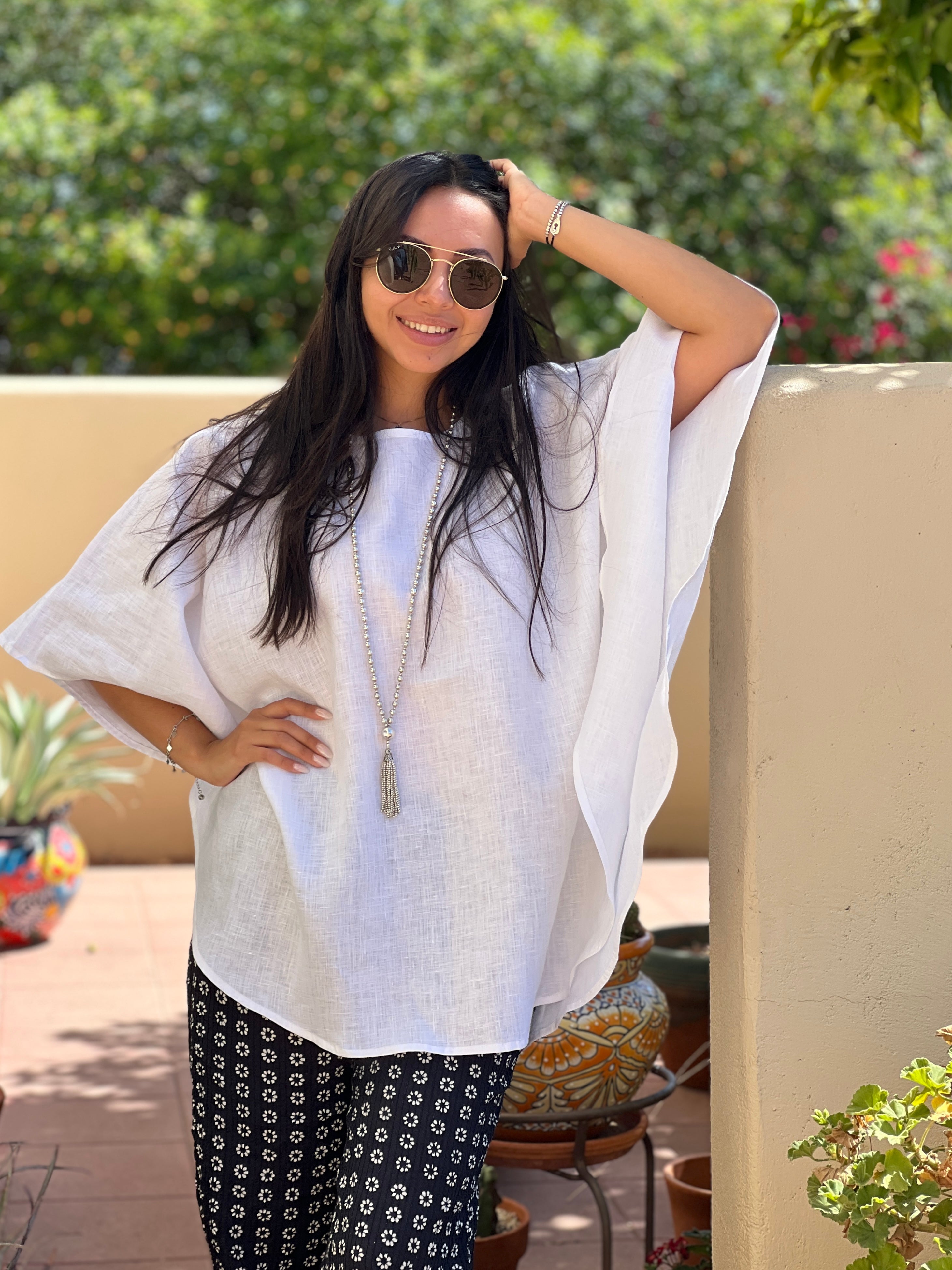 White Linen Poncho