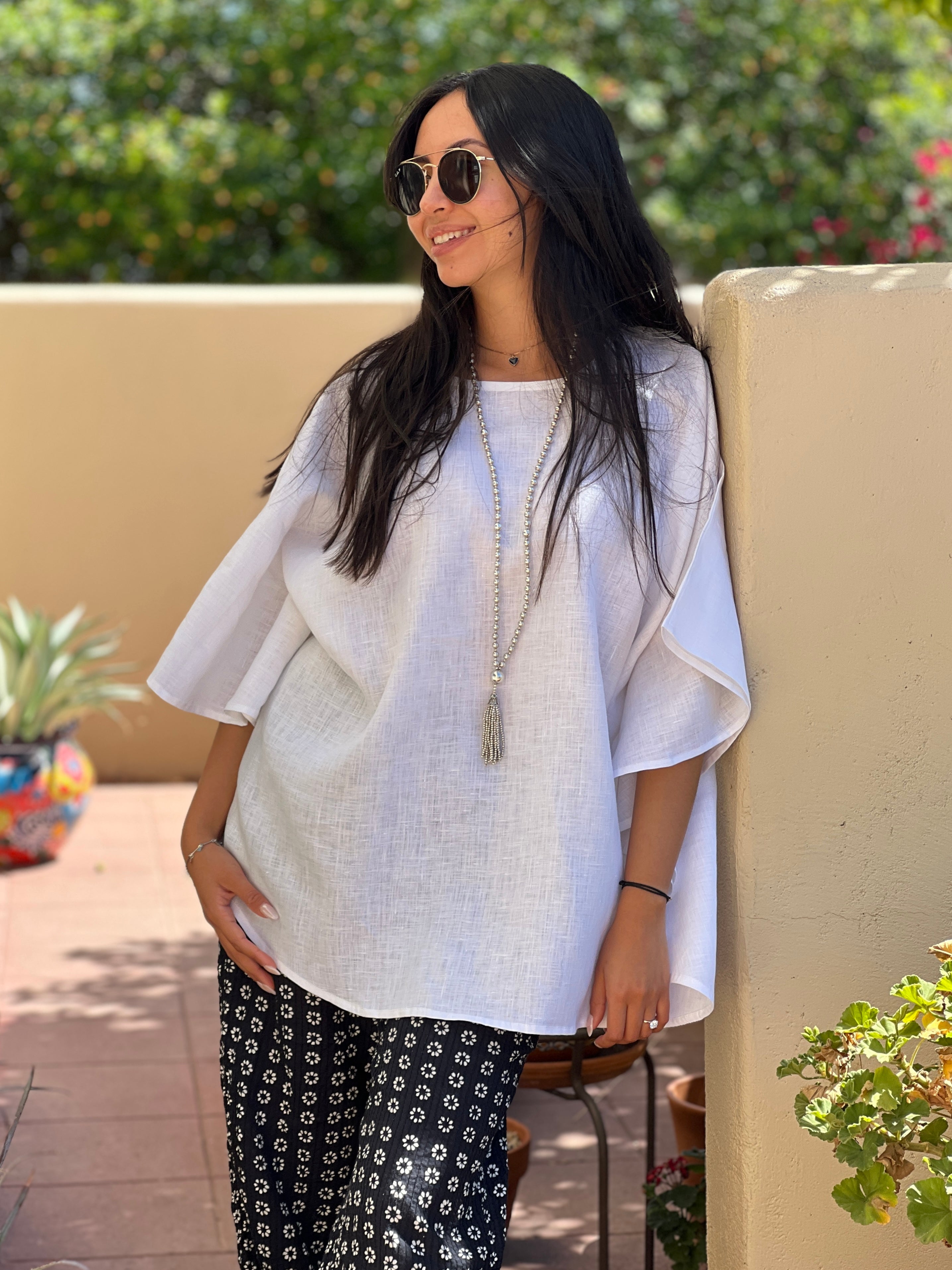 White Linen Poncho