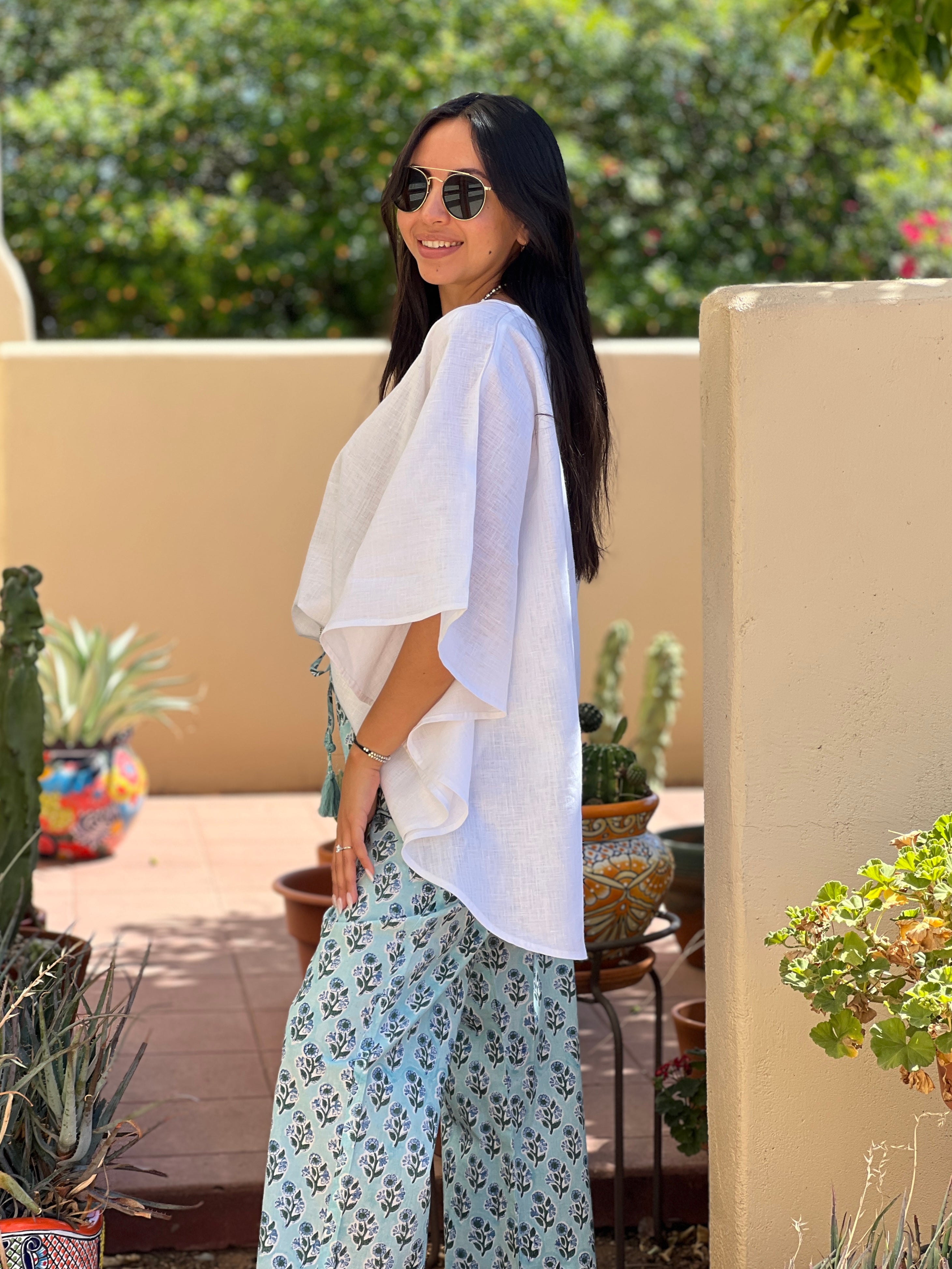 White Linen Poncho